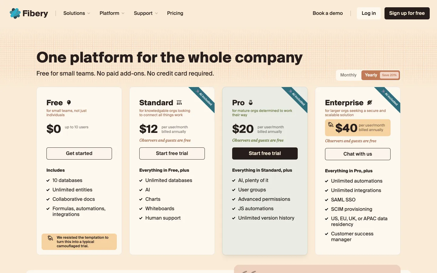 fibery.io - Pricing Screenshot Preview