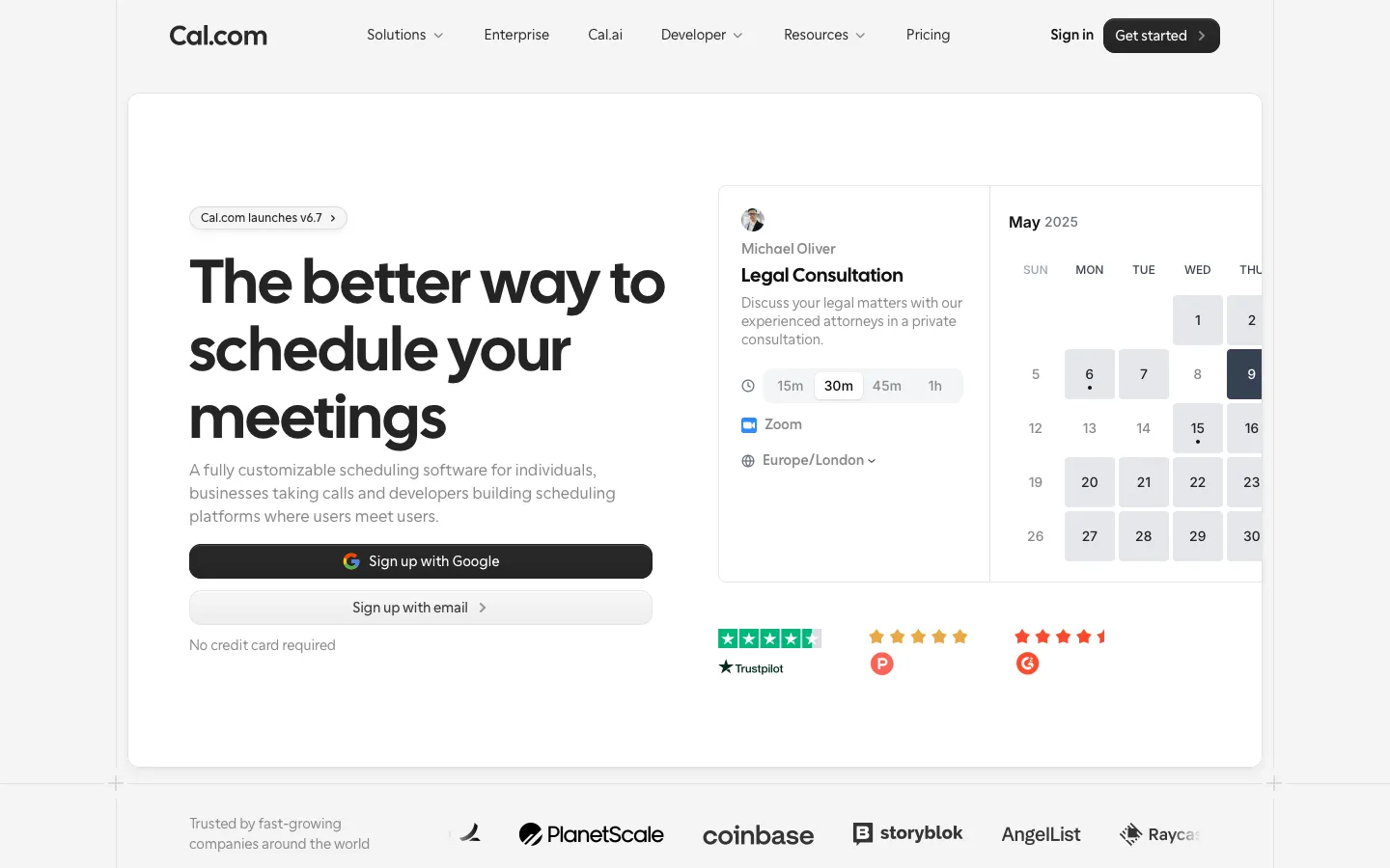 cal.com - Landing Screenshot Preview