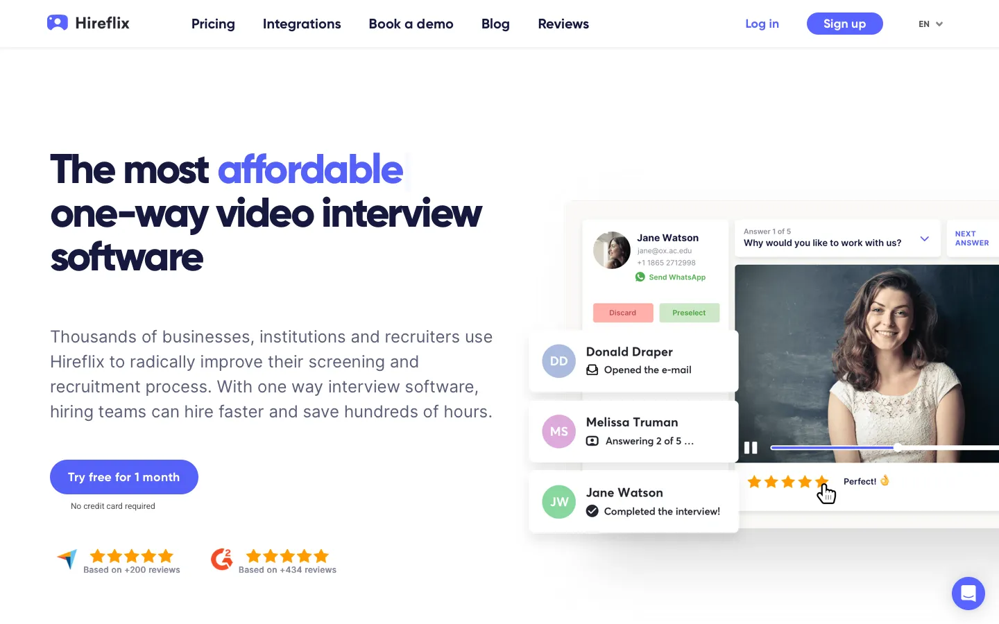 hireflix.com - Landing Screenshot Preview