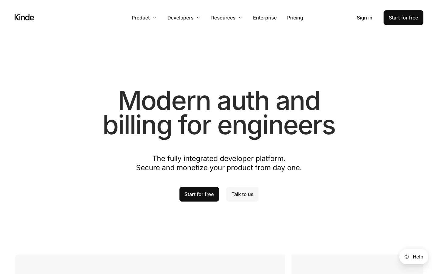 kinde.com - Landing Screenshot Preview