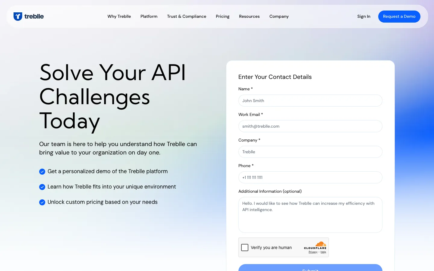 treblle.com - Contact Screenshot Preview
