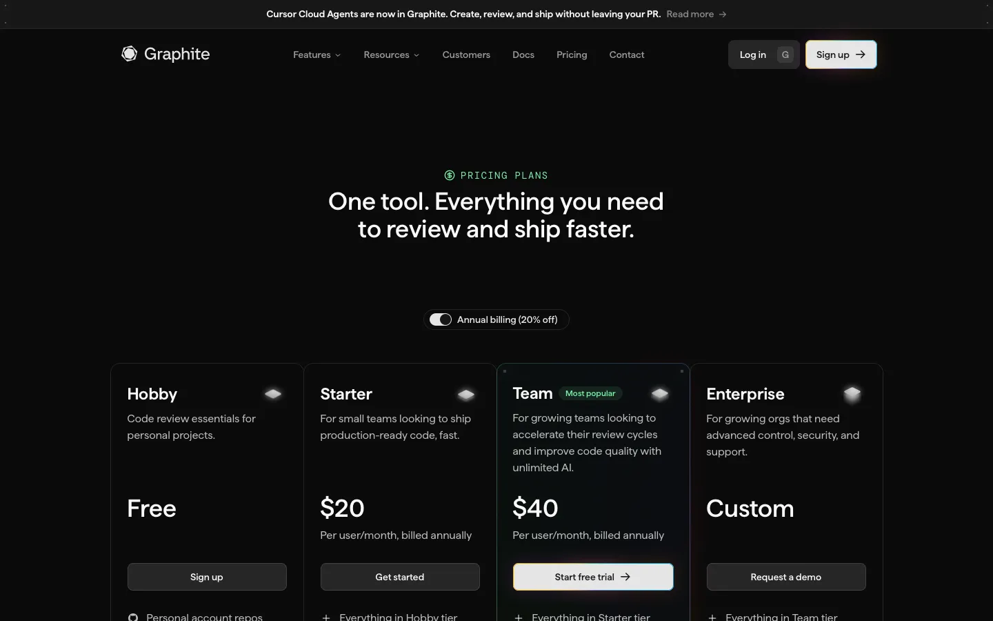 graphite.dev - Pricing Screenshot Preview
