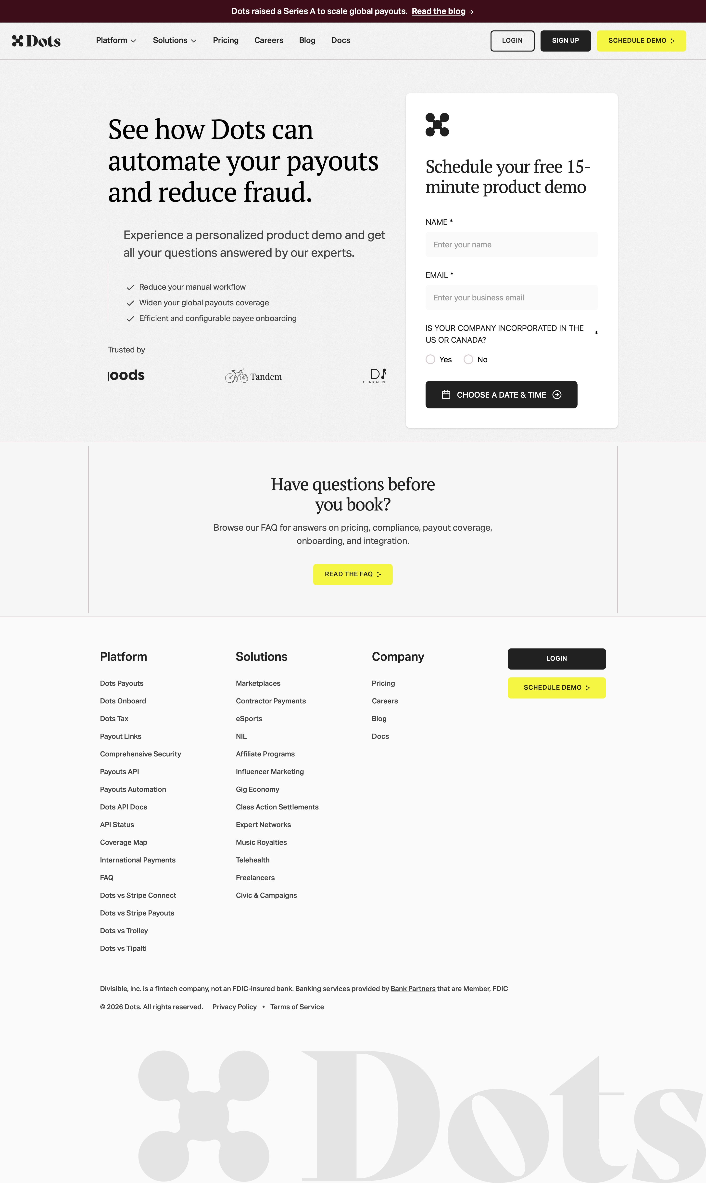 usedots.com - Contact Our Sales Team | Dots - Desktop Screenshot