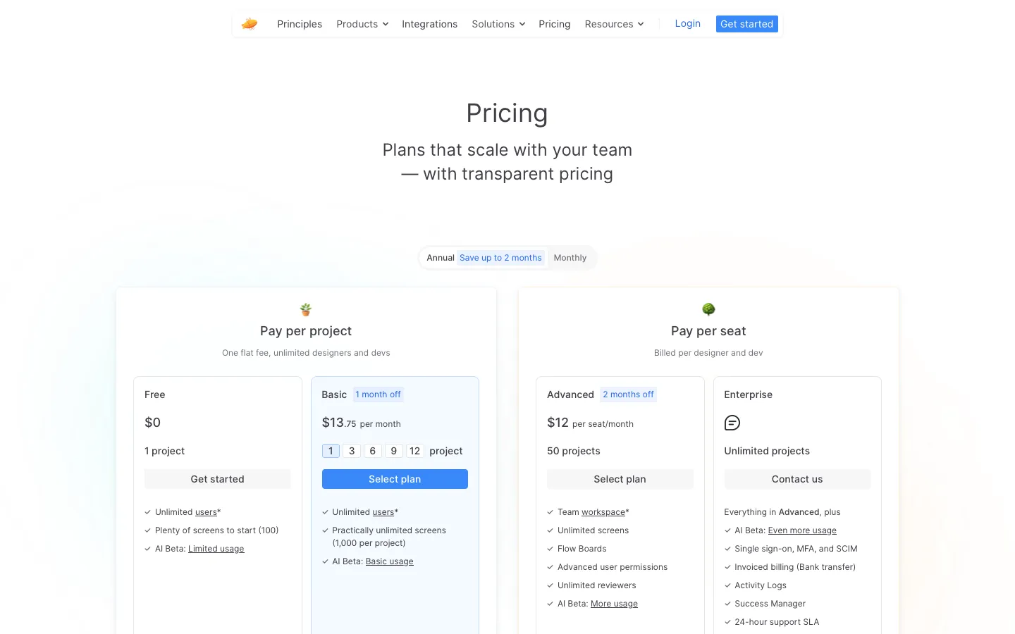 zeplin.io - Pricing Screenshot Preview