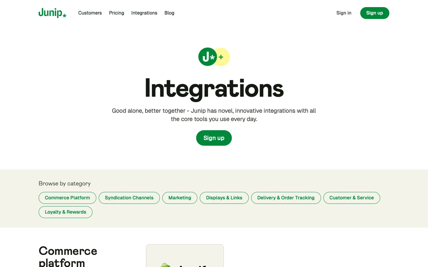 junip.co - Integrations Screenshot Preview