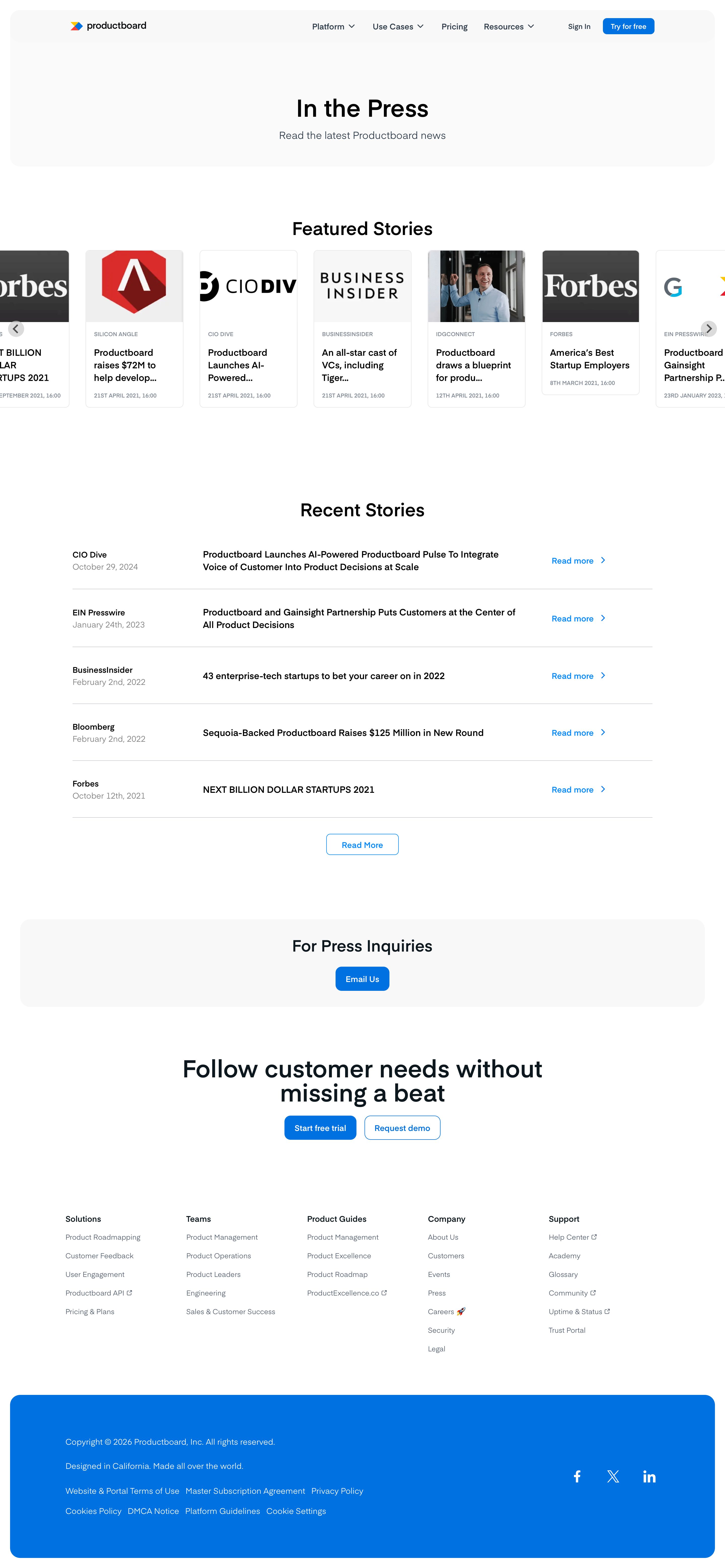 productboard.com - Stories In the Press | Productboard - Desktop - Thu Aug 06 2026 05:30:21 GMT+0000 (Coordinated Universal Time) Screenshot