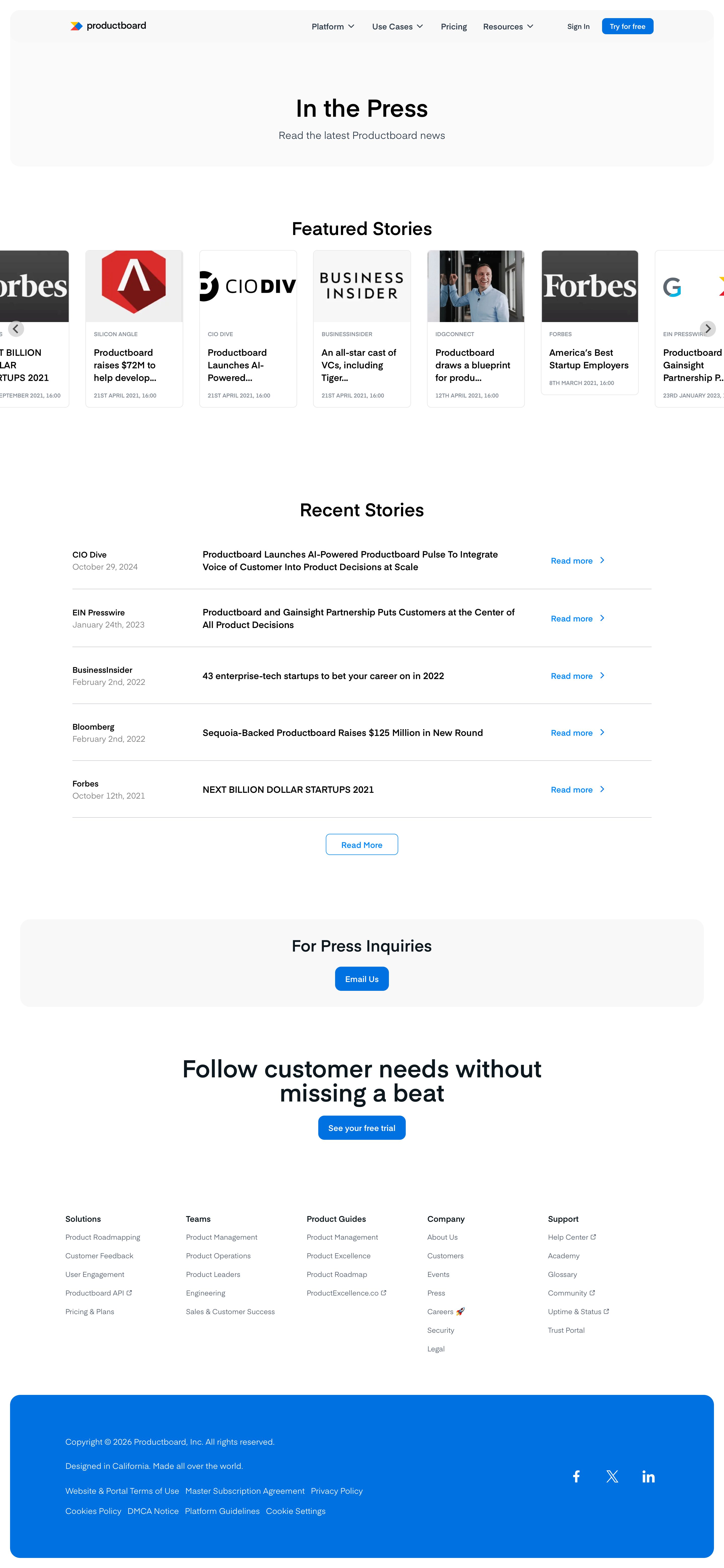 productboard.com - Stories In the Press | Productboard - Desktop Screenshot