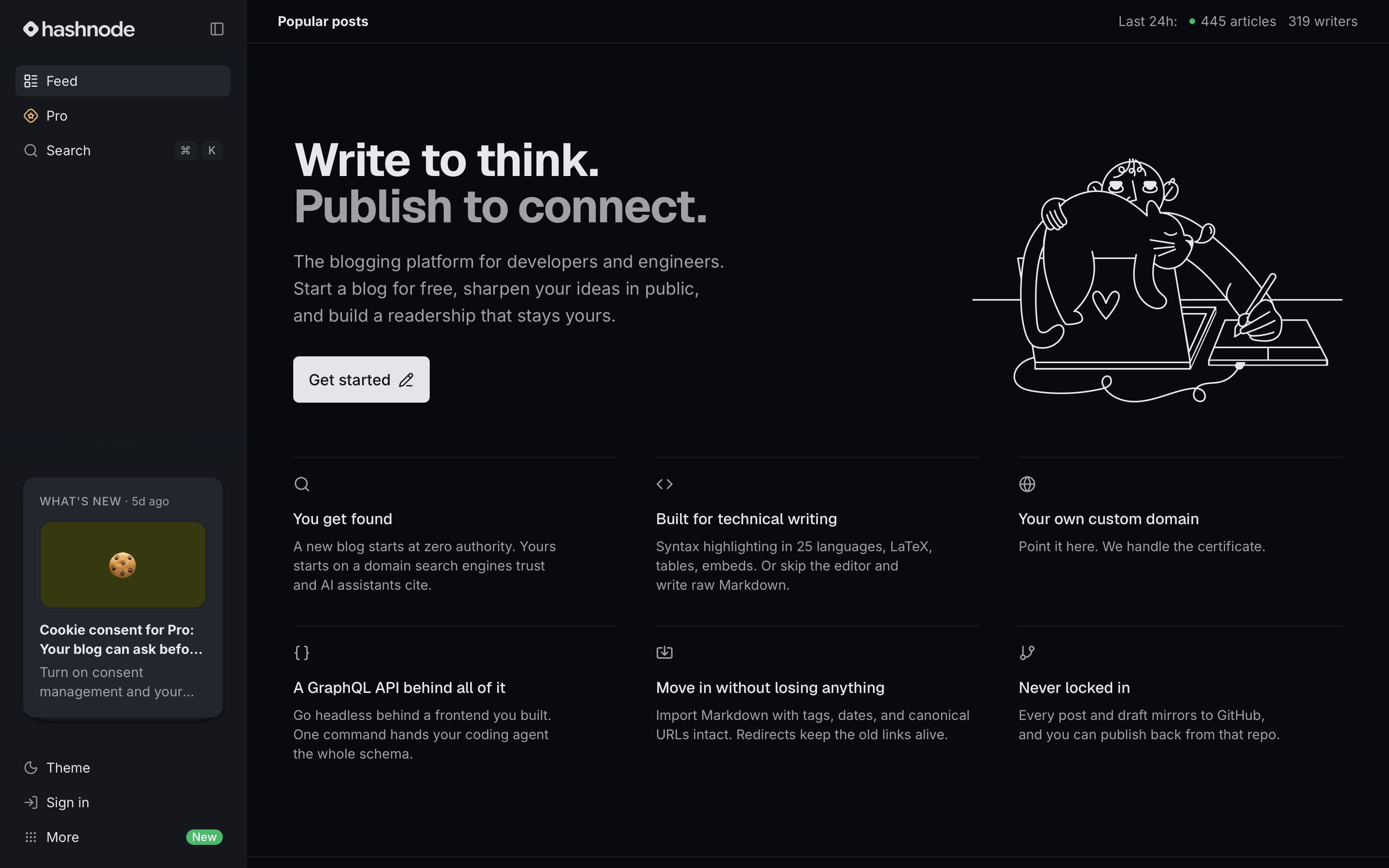 hashnode.com - Hashnode — The Best Blogging Platform for Builders in Tech - Desktop - Mon Aug 03 2026 13:18:48 GMT+0000 (Coordinated Universal Time) Screenshot