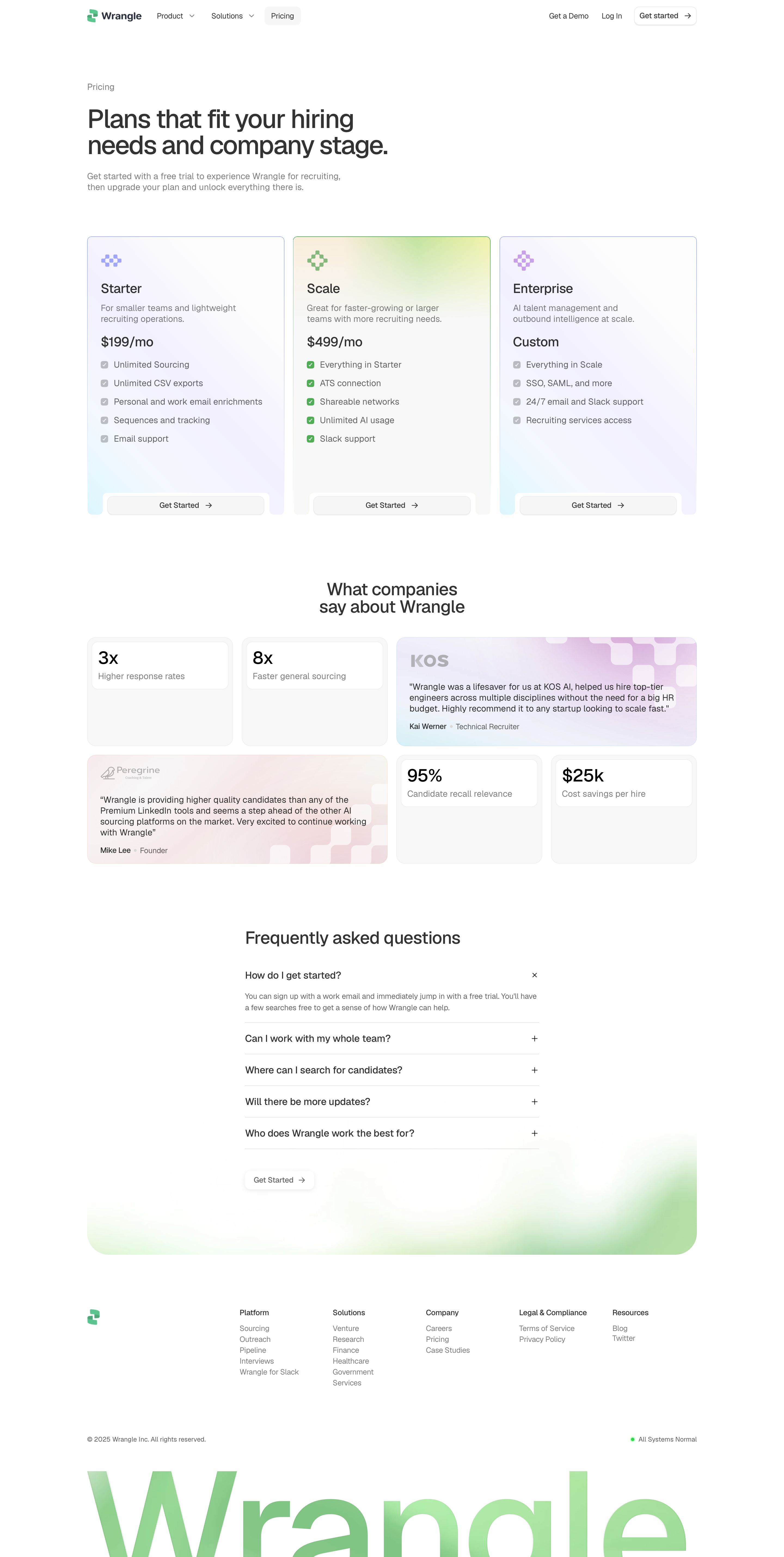 wrangle.ai - Pricing & Plans | Wrangle - Desktop - Sat Aug 01 2026 19:39:17 GMT+0000 (Coordinated Universal Time) Screenshot