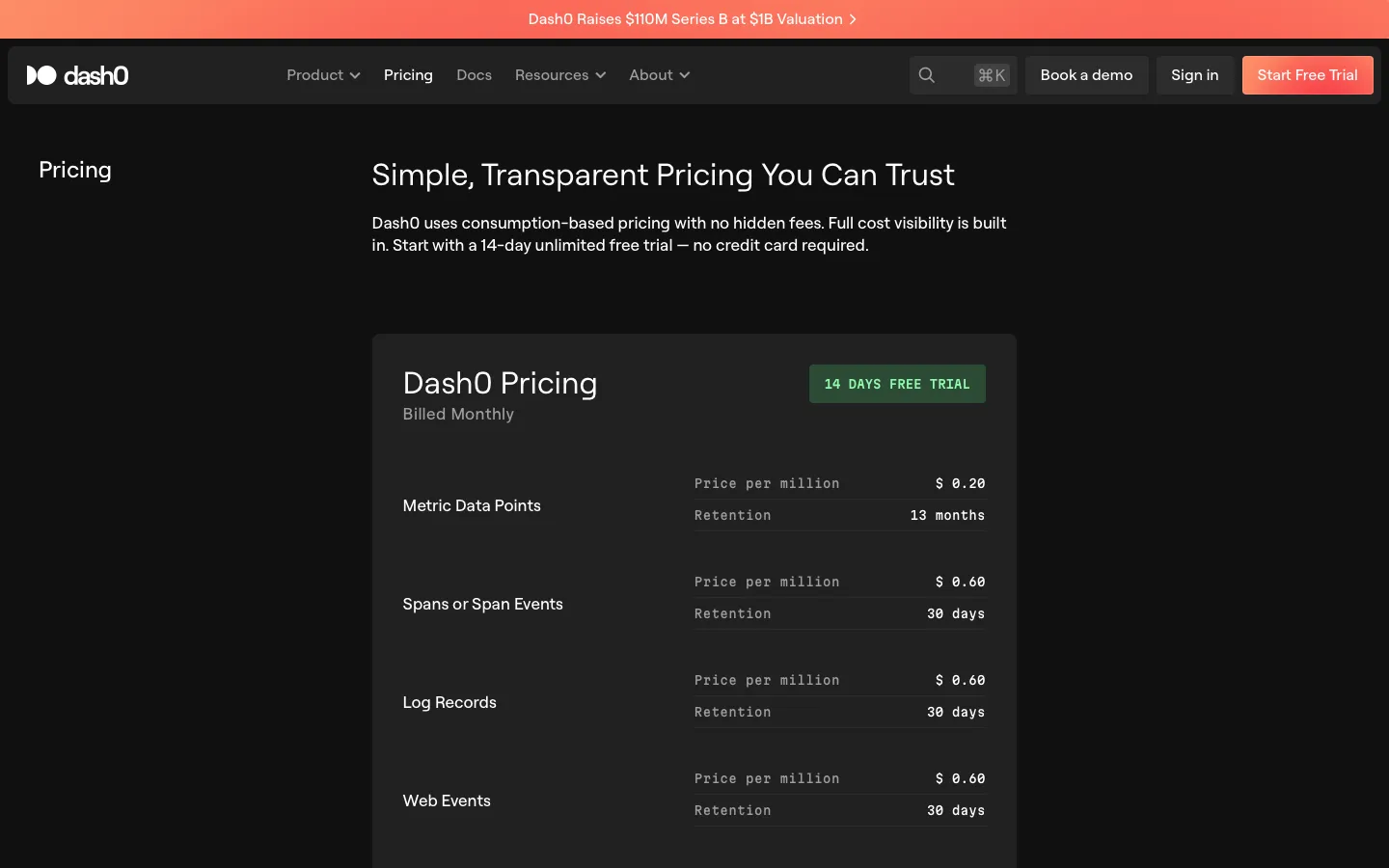 dash0.com - Pricing Screenshot Preview