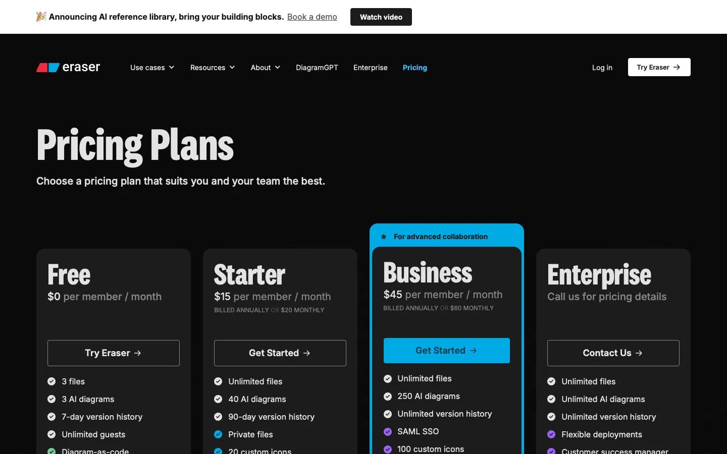 eraser.io - Pricing Screenshot Preview