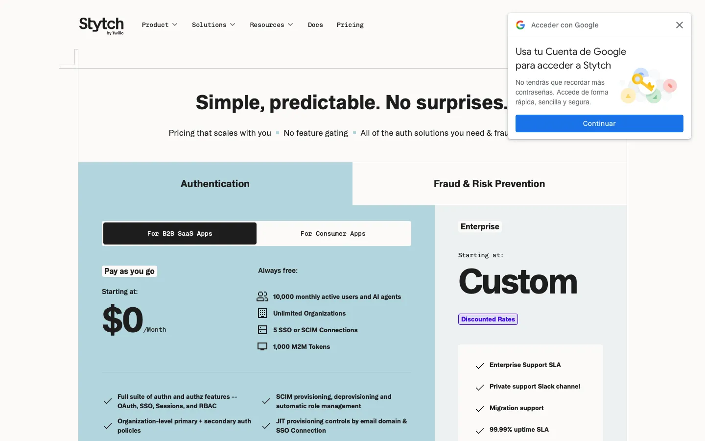 stytch.com - Pricing Screenshot Preview