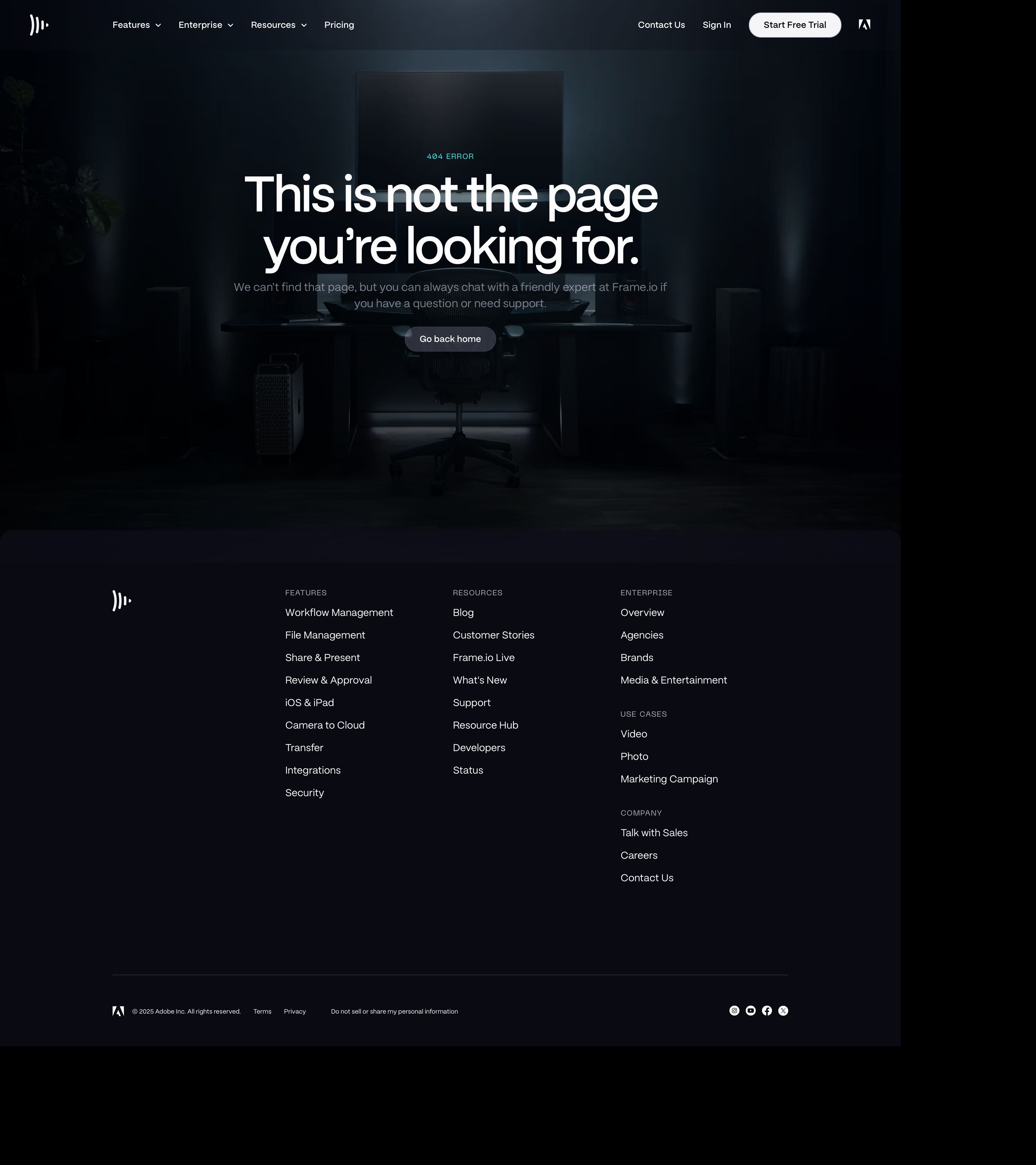 frame.io - 404 - Desktop - Tue Jul 28 2026 11:50:30 GMT+0000 (Coordinated Universal Time) Screenshot