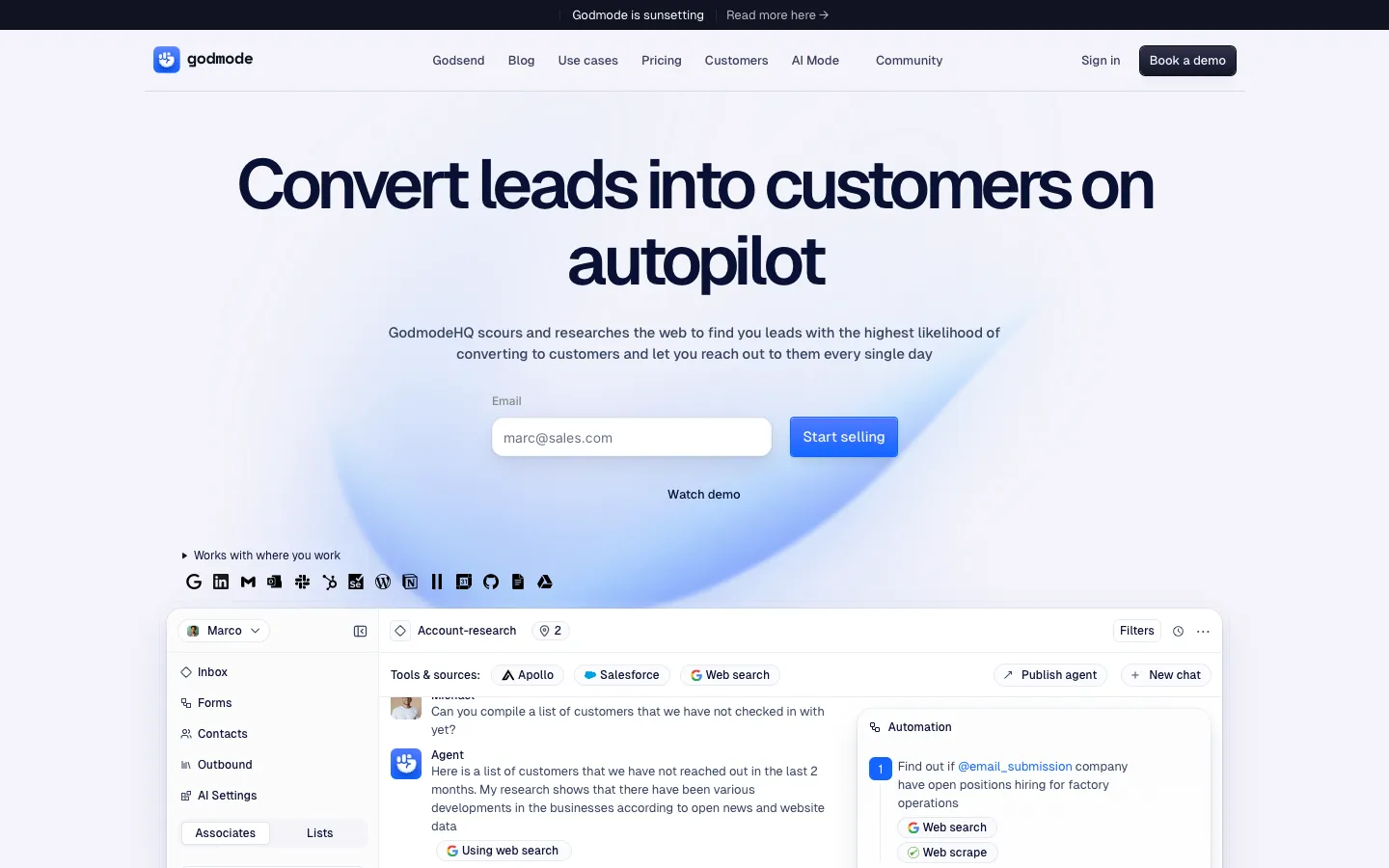 godmodehq.com - Landing Screenshot Preview