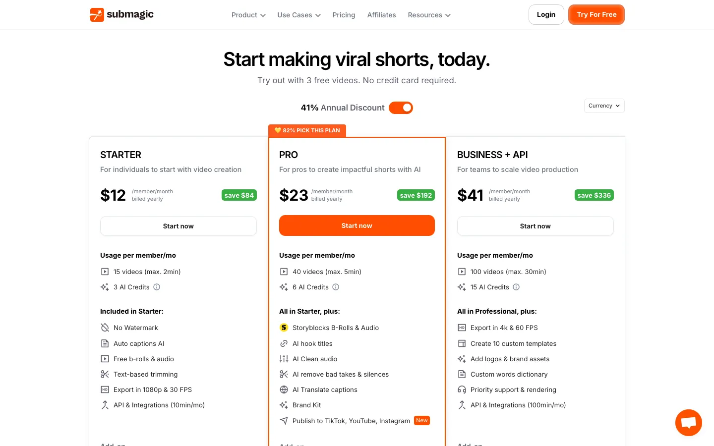 submagic.co - Pricing Screenshot Preview