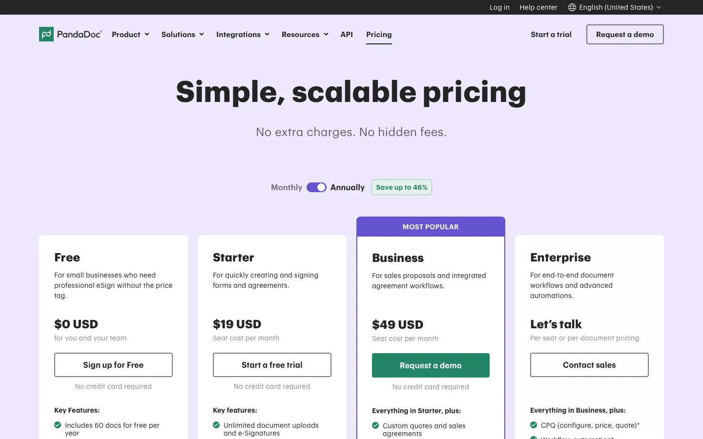 pandadoc.com - Pricing Screenshot Preview