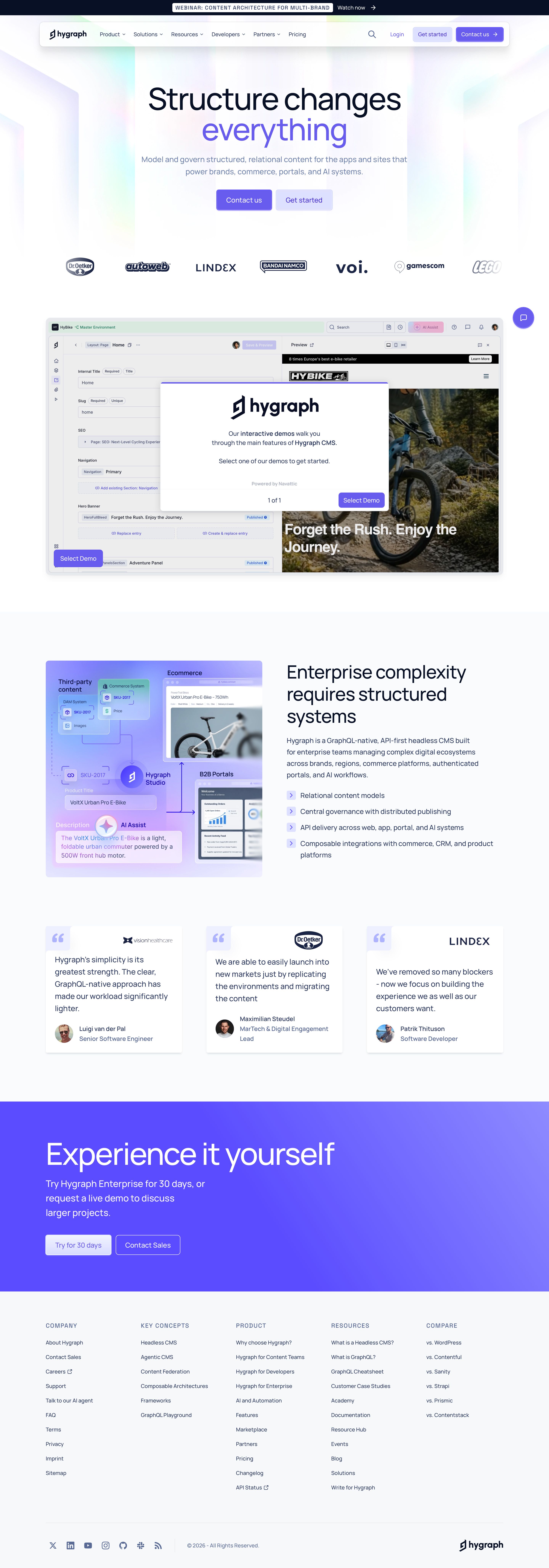hygraph.com - Hygraph: The Headless CMS That’s Fast to Implement and Scale | Hygraph - Desktop - Tue Jul 28 2026 14:04:26 GMT+0000 (Coordinated Universal Time) Screenshot