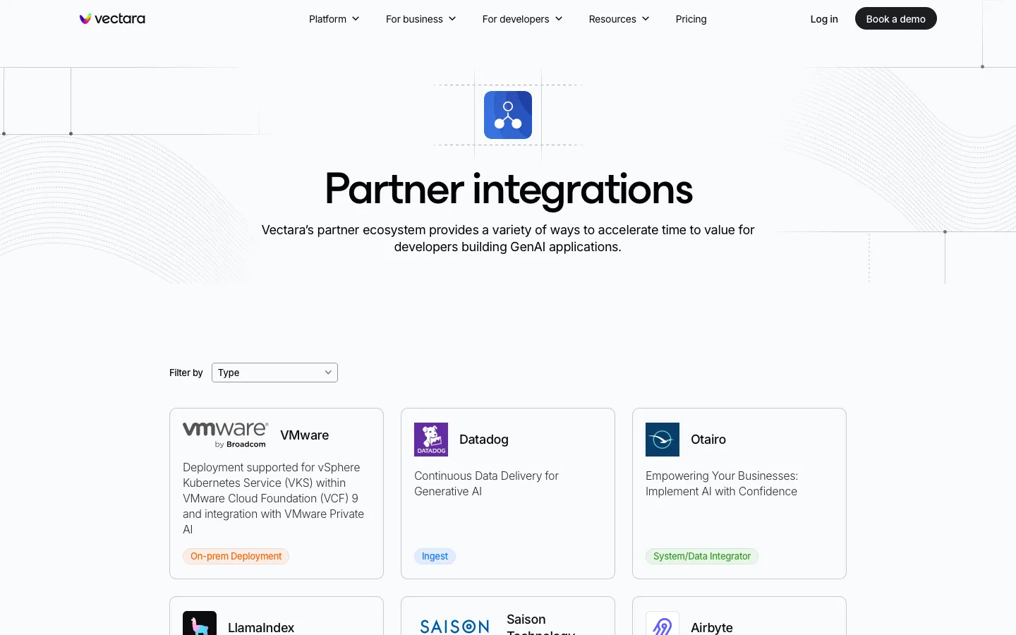 vectara.com - Integrations Screenshot Preview