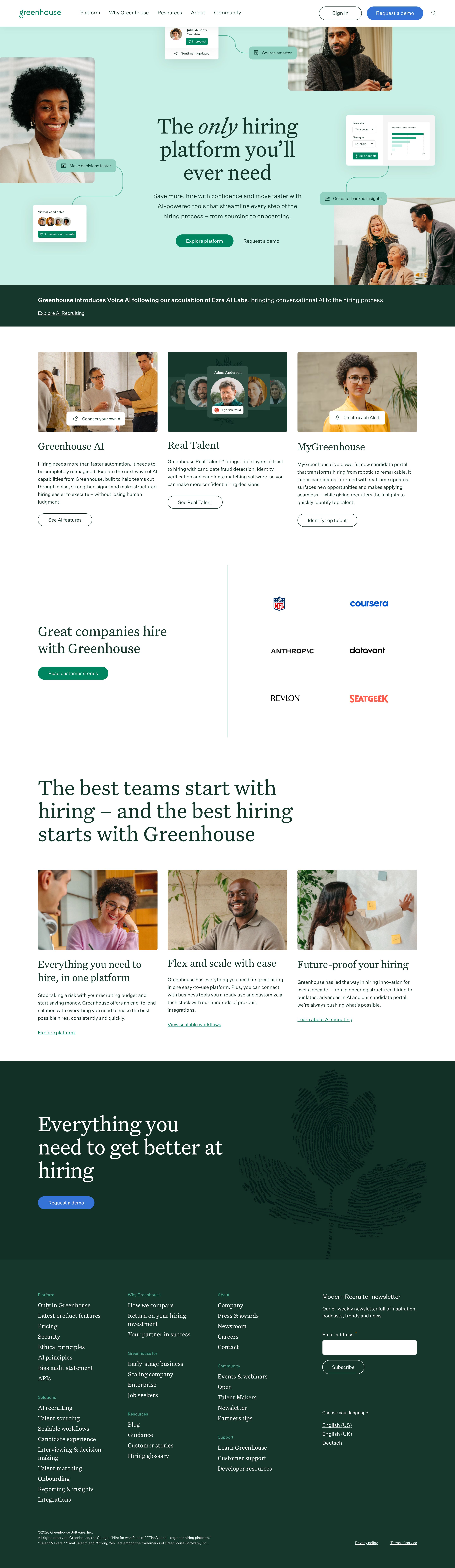 greenhouse.com - Greenhouse | Applicant tracking software & hiring platform - Desktop - Wed Jul 29 2026 12:58:38 GMT+0000 (Coordinated Universal Time) Screenshot
