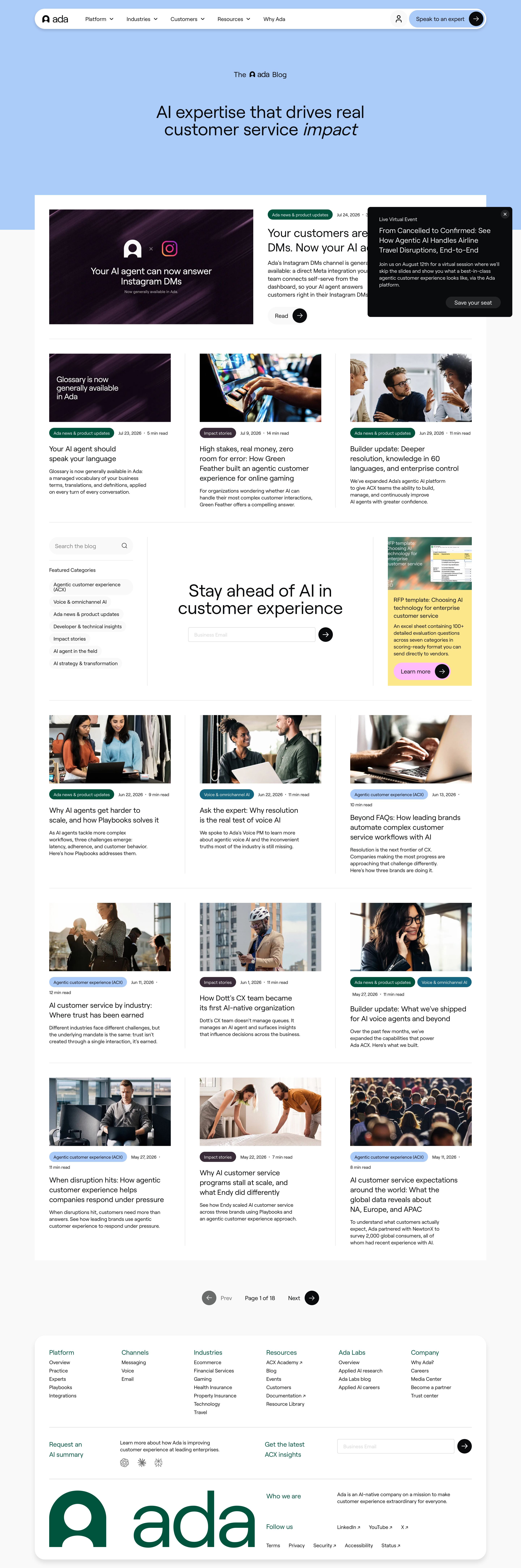 ada.cx - AI customer service & CX insights blog | Ada - Desktop - Wed Jul 29 2026 22:27:26 GMT+0000 (Coordinated Universal Time) Screenshot