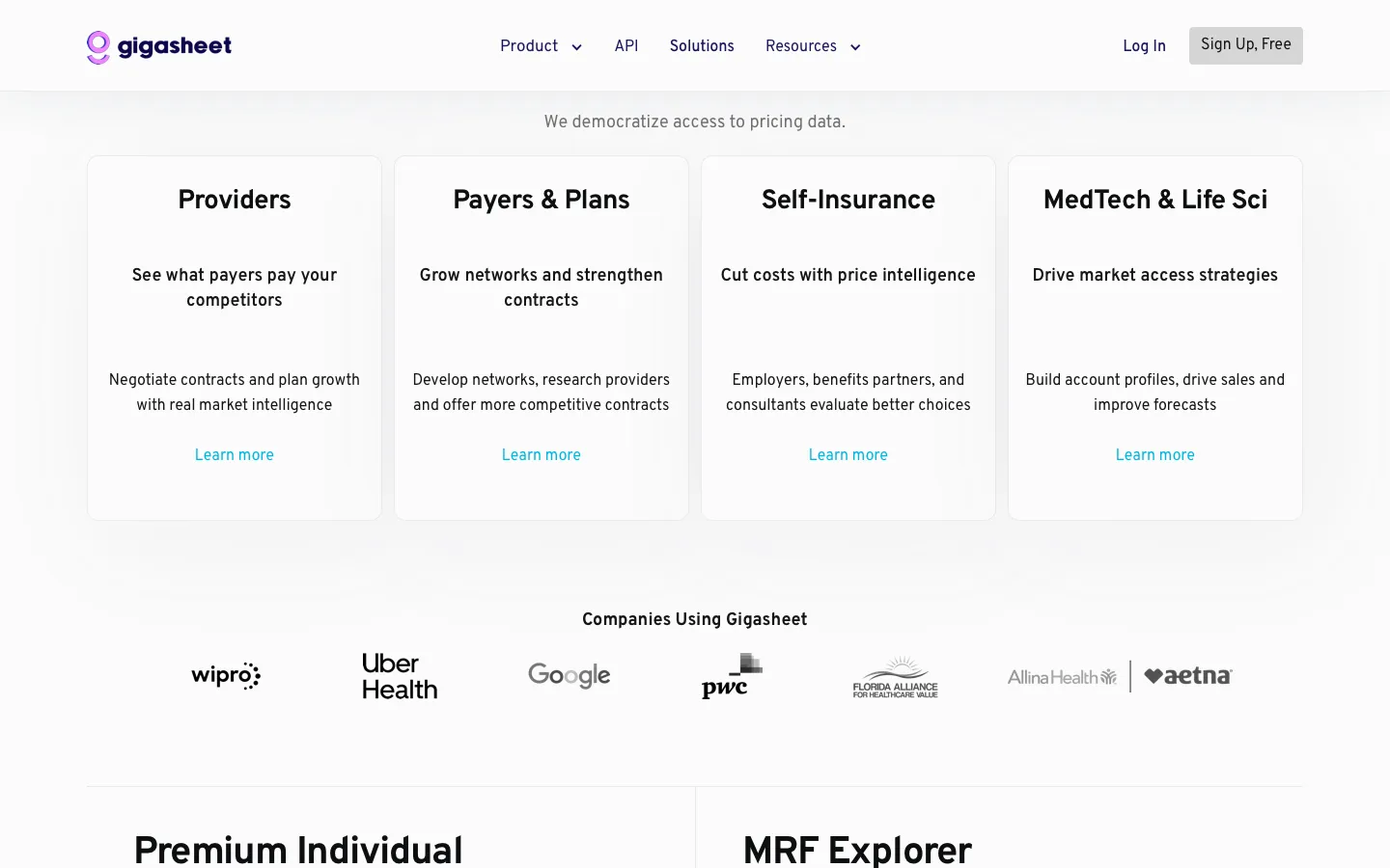 gigasheet.com - Pricing Screenshot Preview