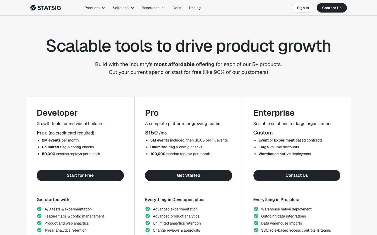statsig.com - Pricing Screenshot Preview