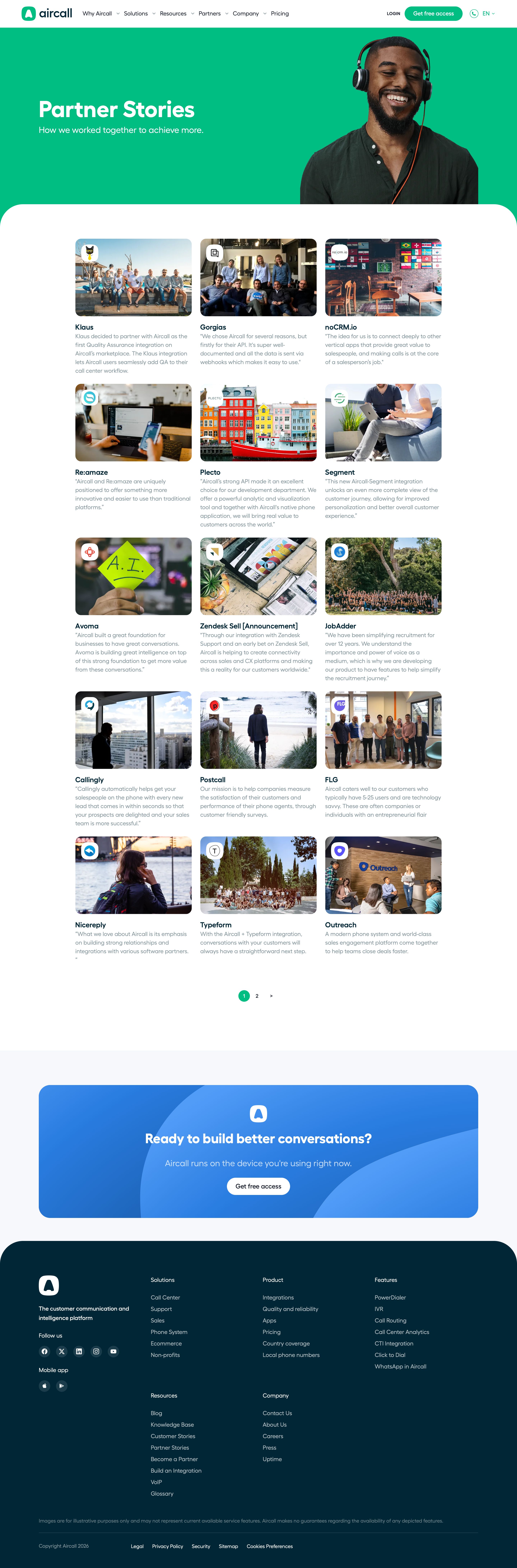 aircall.io - Phone System Integrations | Aircall - Desktop Screenshot