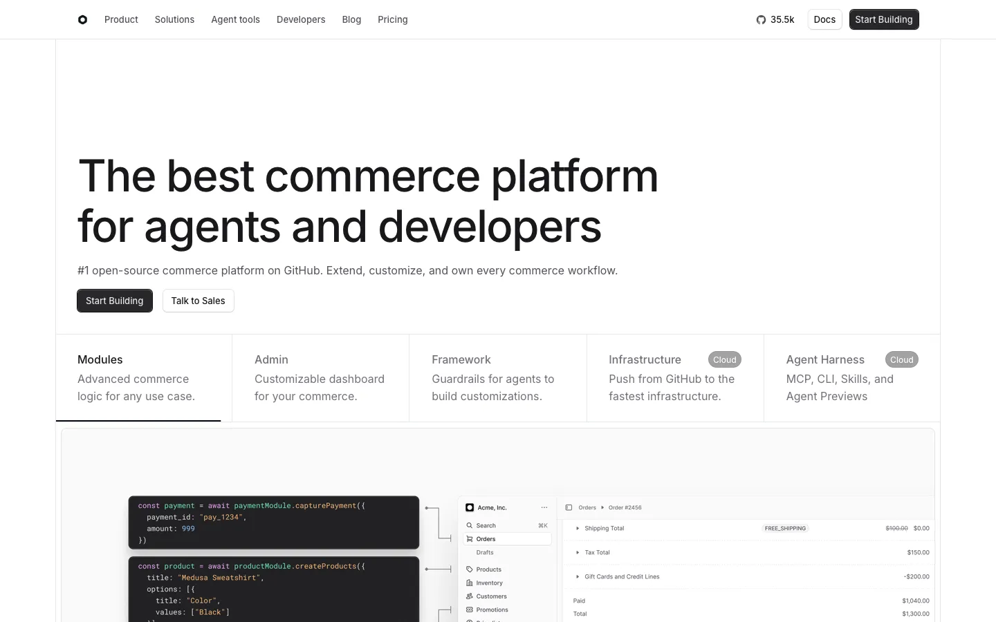 medusajs.com - Landing Screenshot Preview