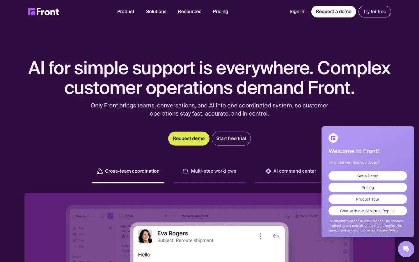 front.com - Landing Screenshot Preview