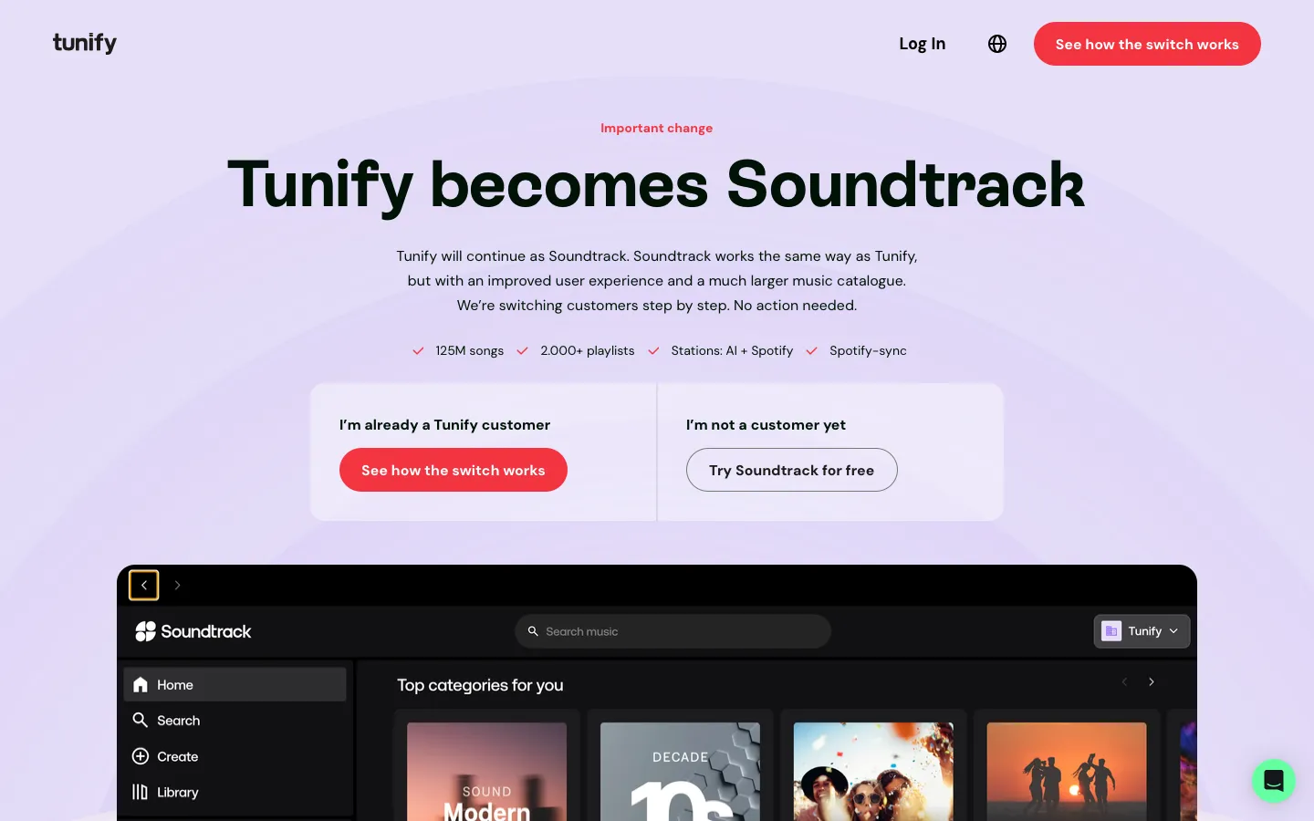 tunify.com - Landing Screenshot Preview