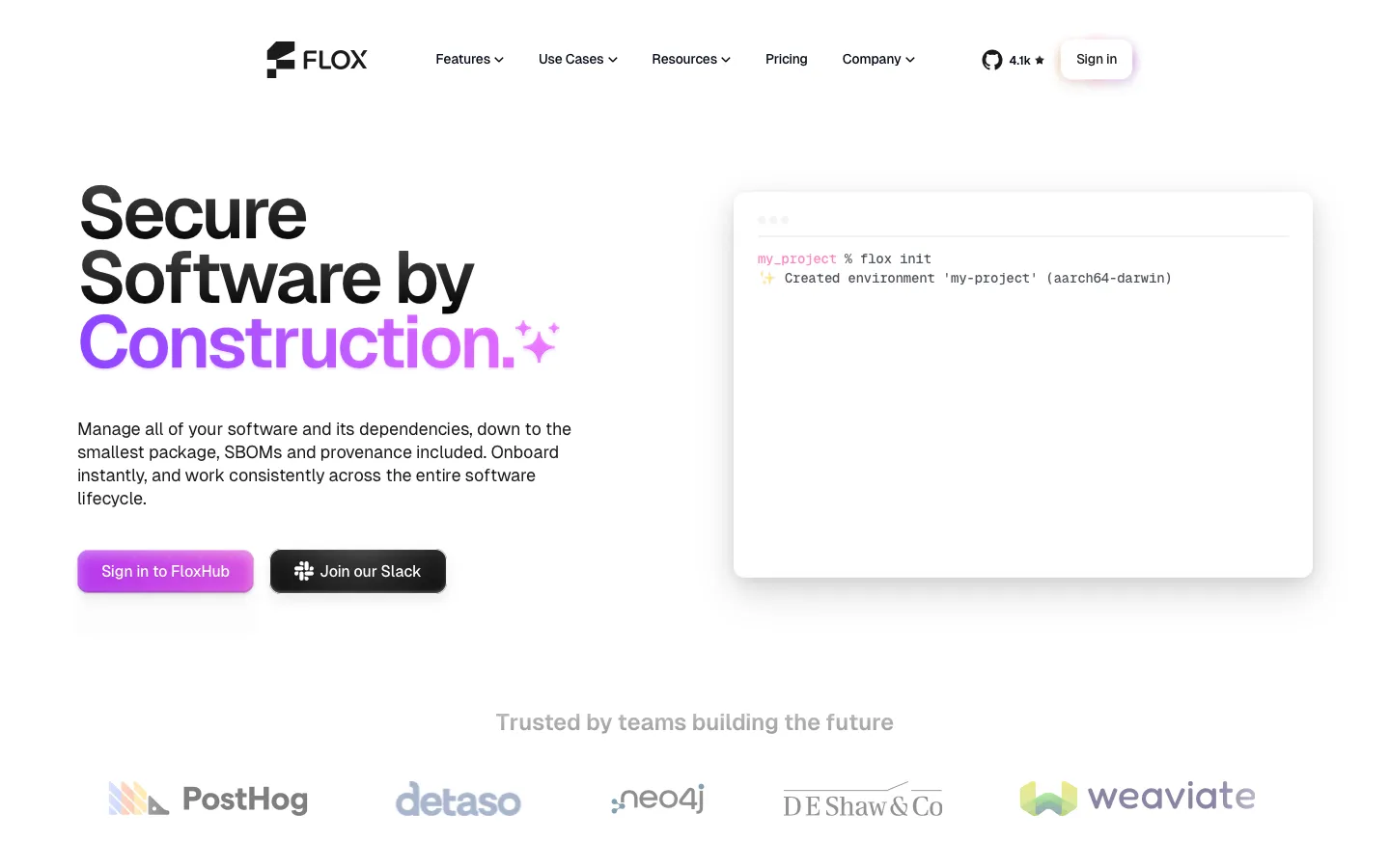 flox.dev - Landing Screenshot Preview