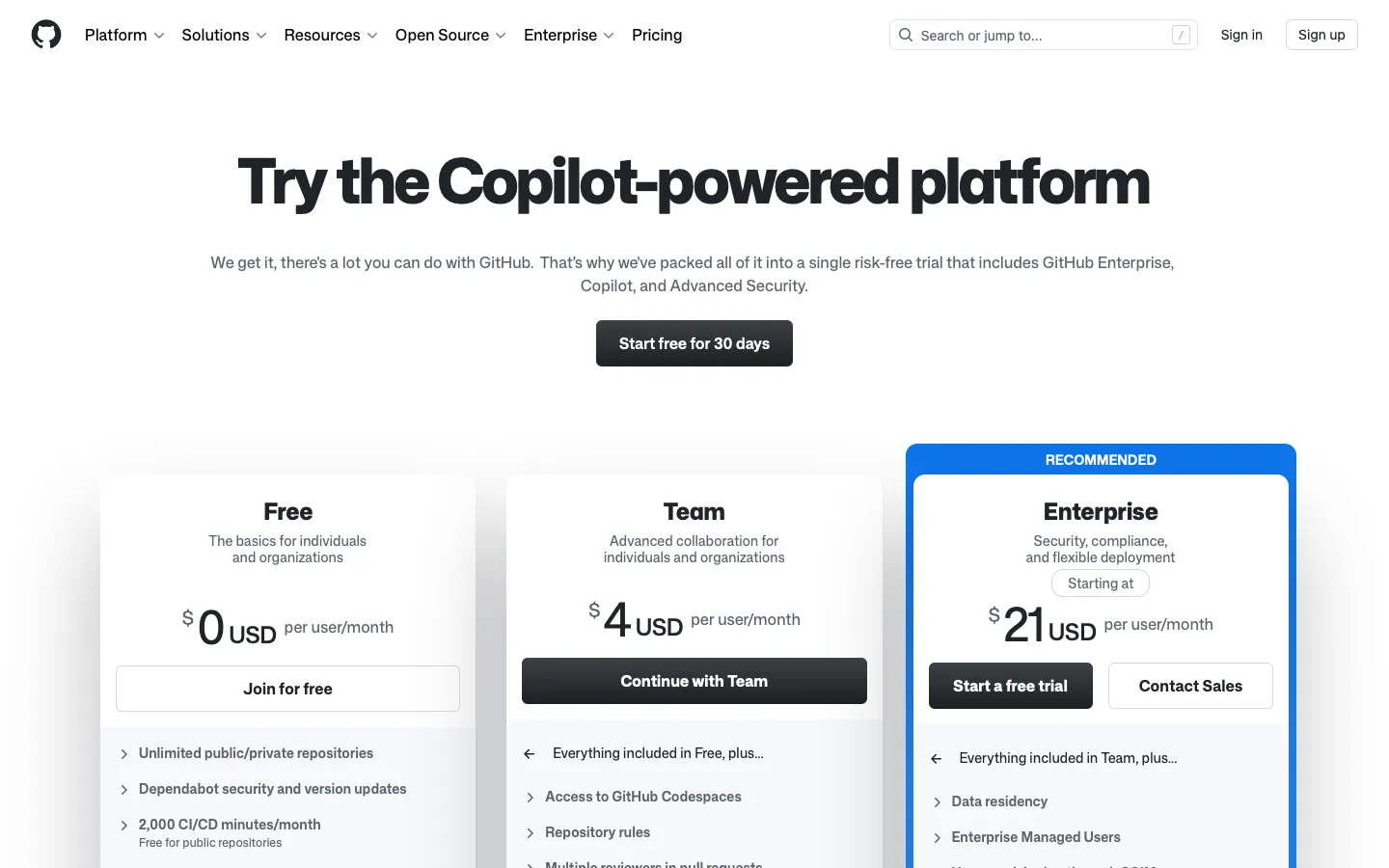 github.com - Pricing Screenshot Preview