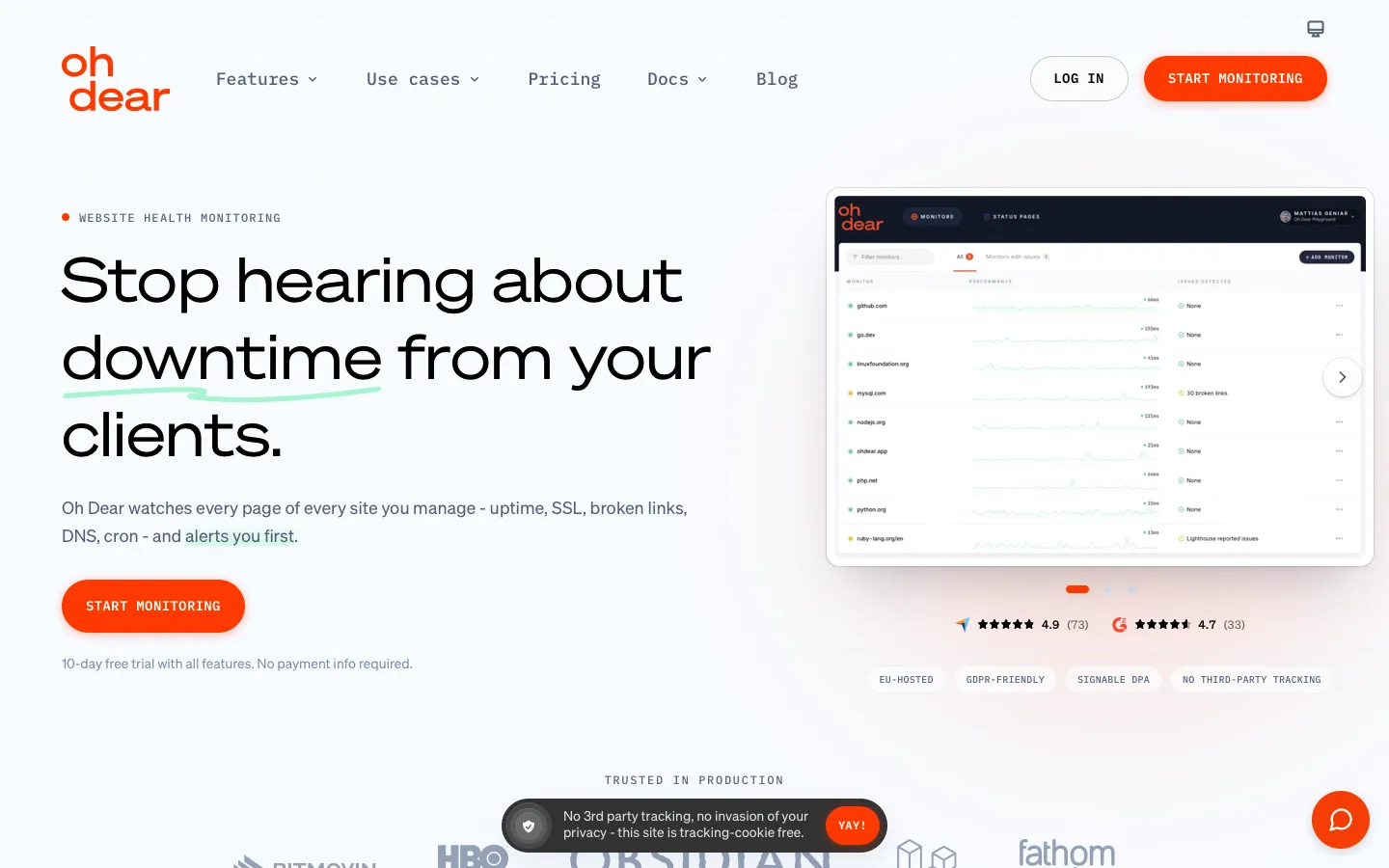 ohdear.app - Landing Screenshot Preview