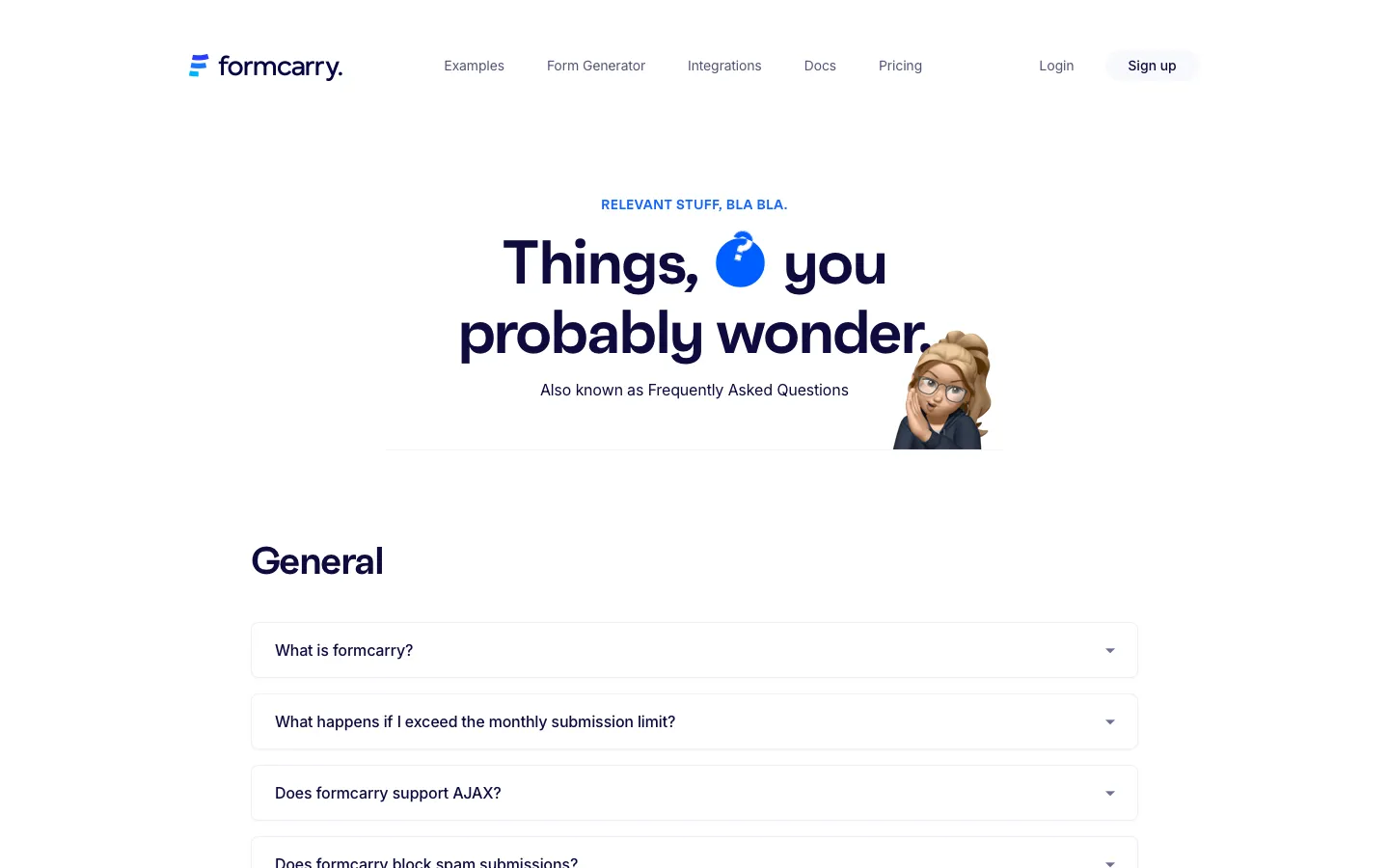 formcarry.com - FAQs Screenshot Preview