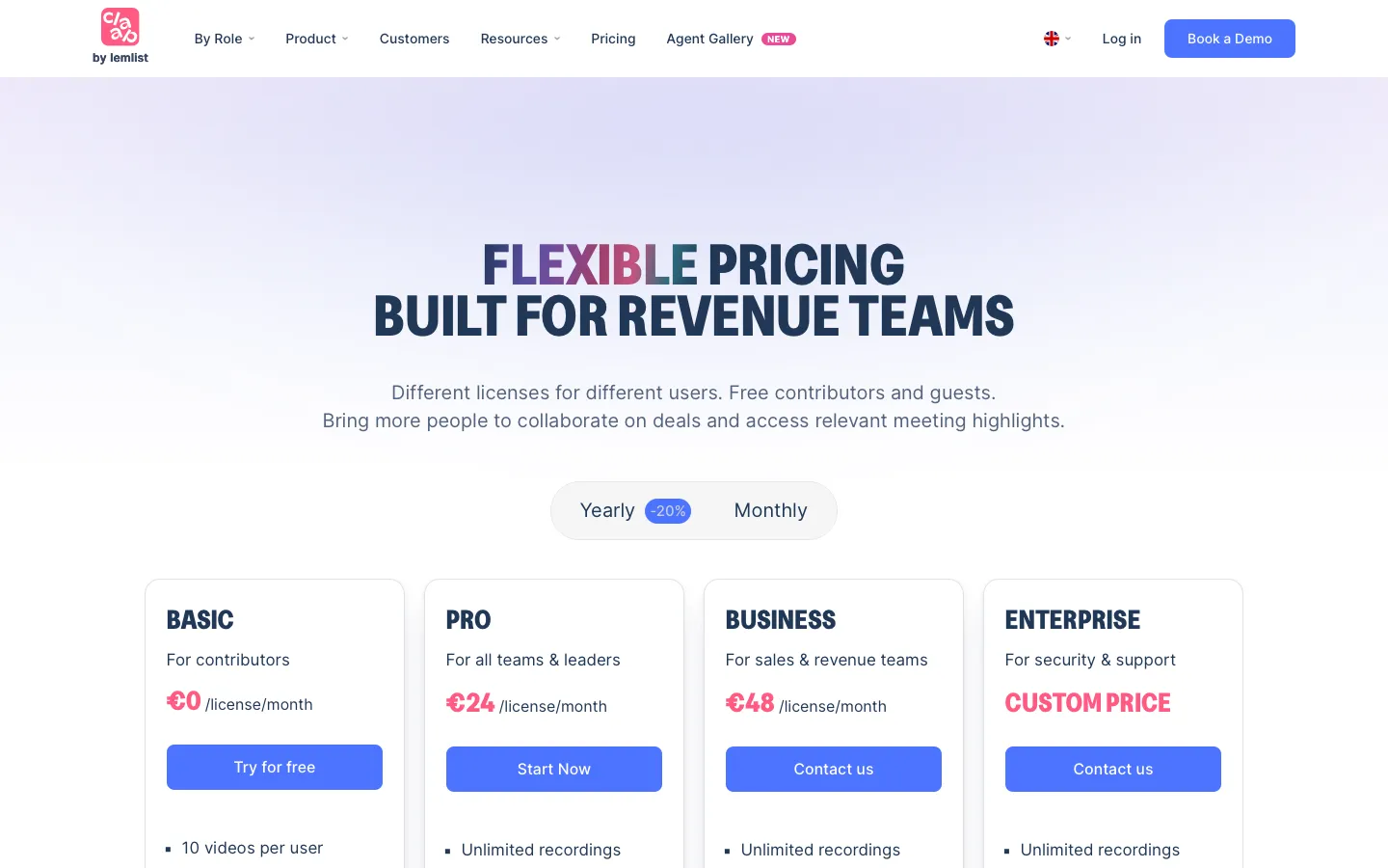 claap.io - Pricing Screenshot Preview