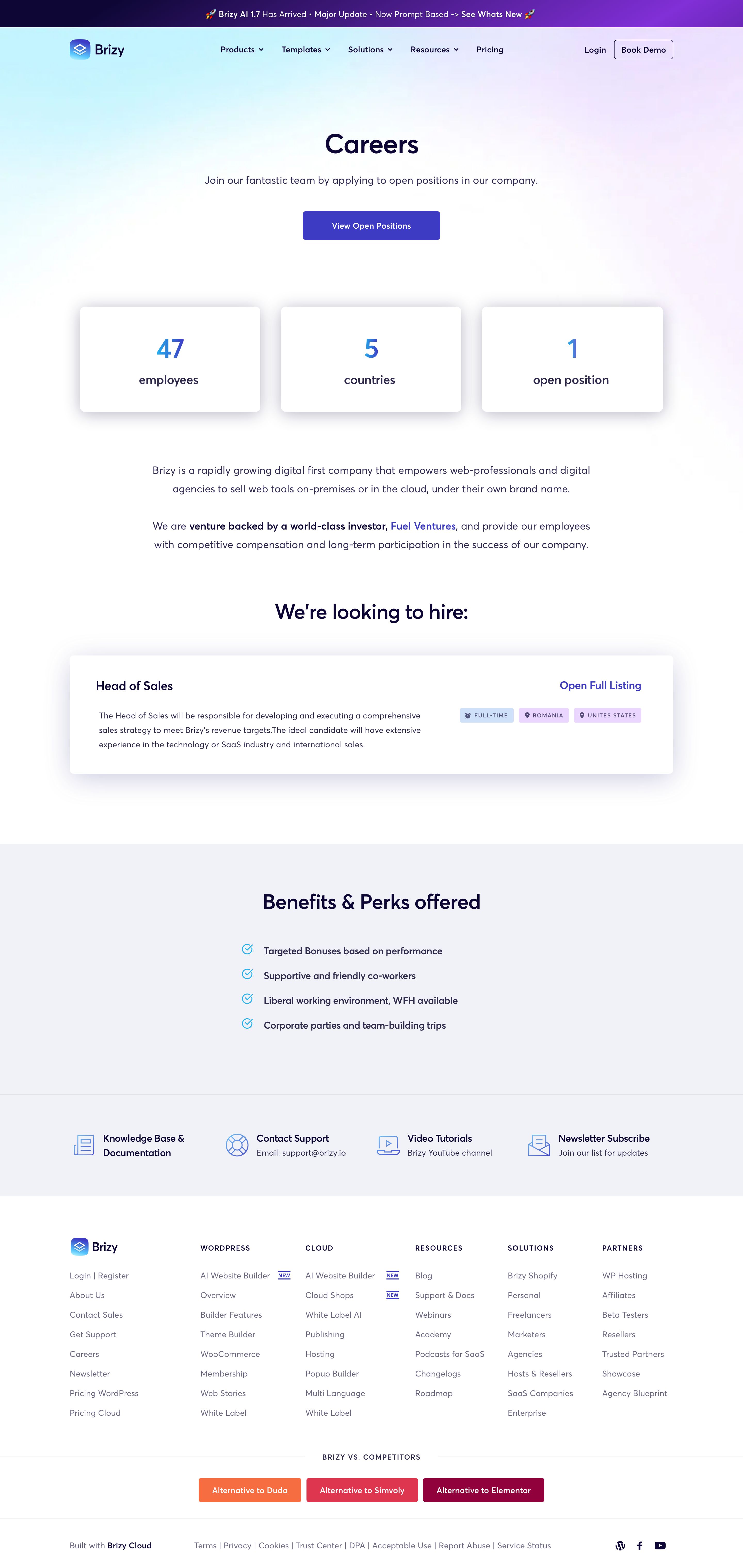 brizy.io - Brizy Careers - Join our fast growing team - Desktop - Sat Aug 01 2026 06:01:47 GMT+0000 (Coordinated Universal Time) Screenshot