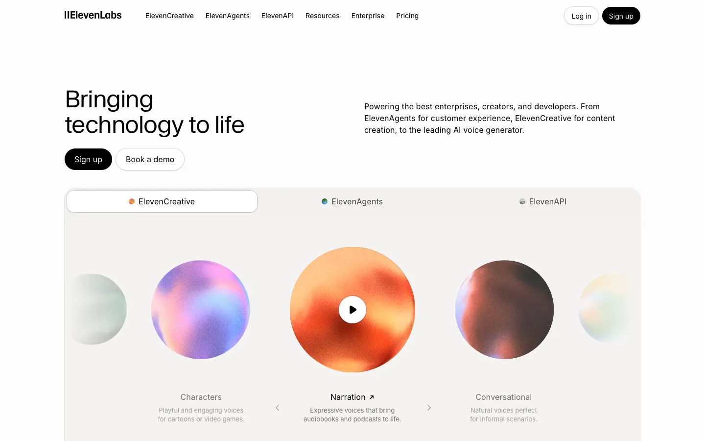 elevenlabs.io - Landing Screenshot Preview