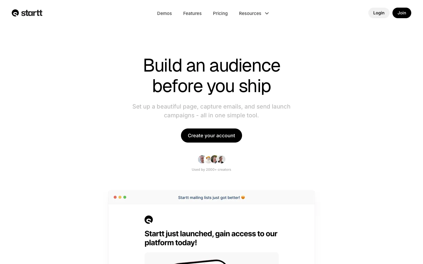 startt.co - Landing Screenshot Preview
