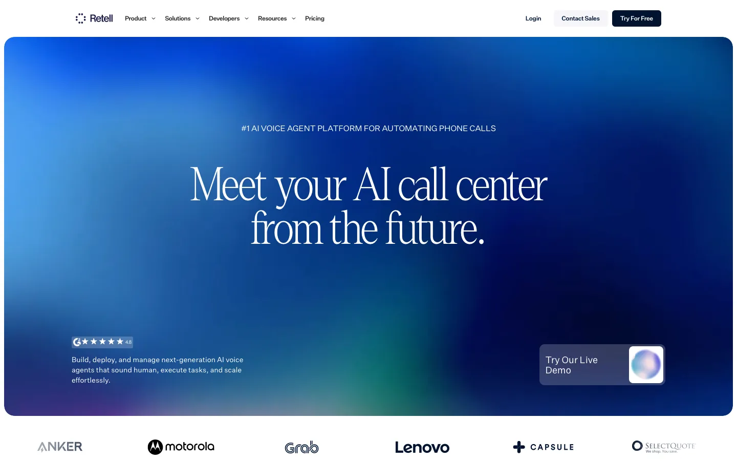 retellai.com - Landing Screenshot Preview