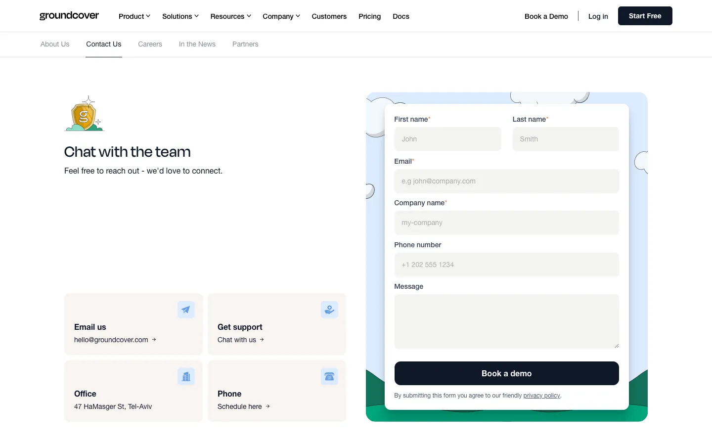 groundcover.com - Contact Screenshot Preview