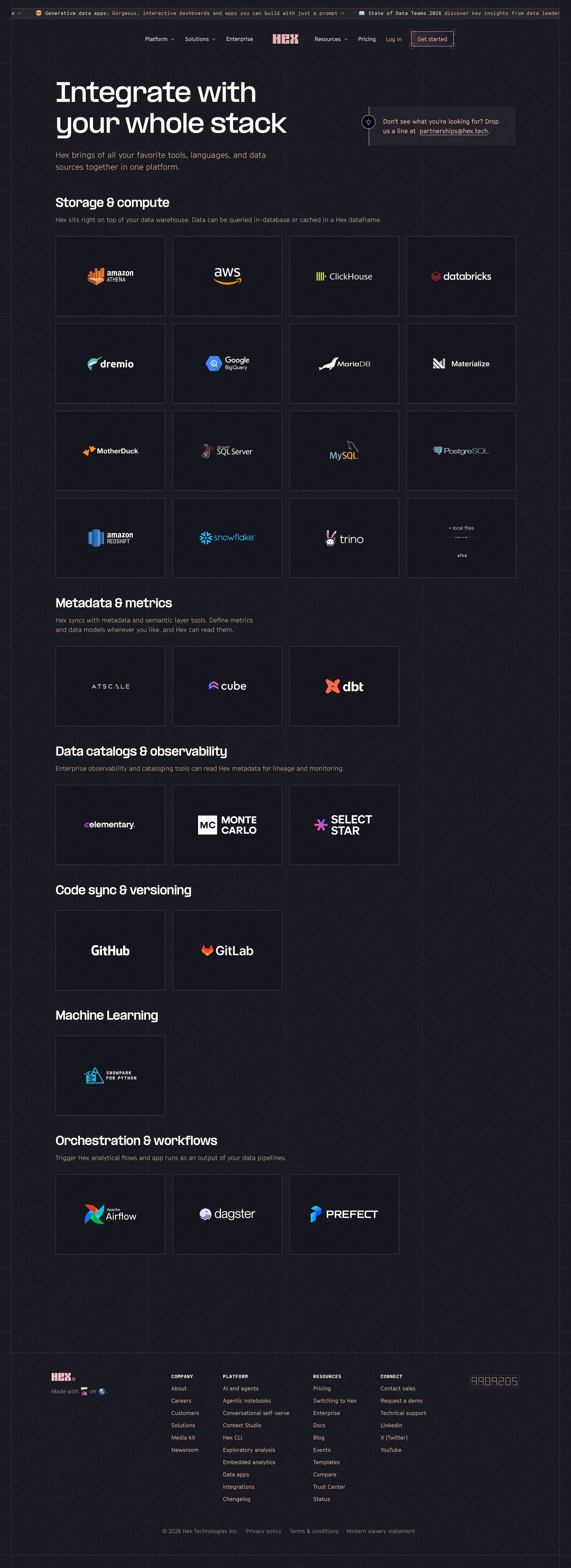 hex.tech - Data Integrations for Analytics and Data Teams | Hex - Desktop Screenshot