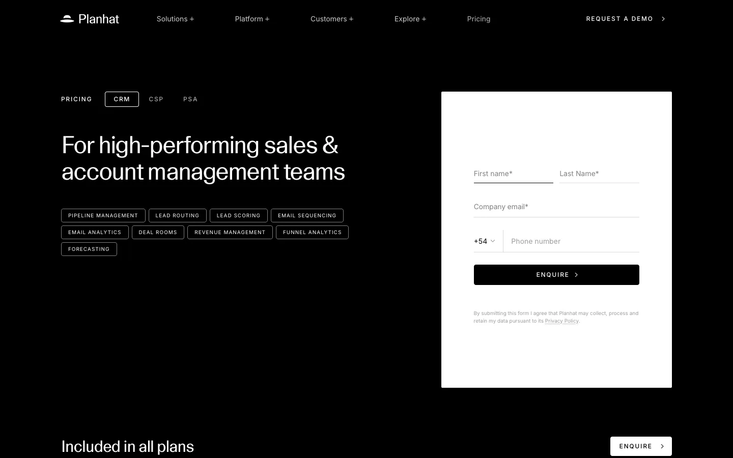 planhat.com - Pricing Screenshot Preview