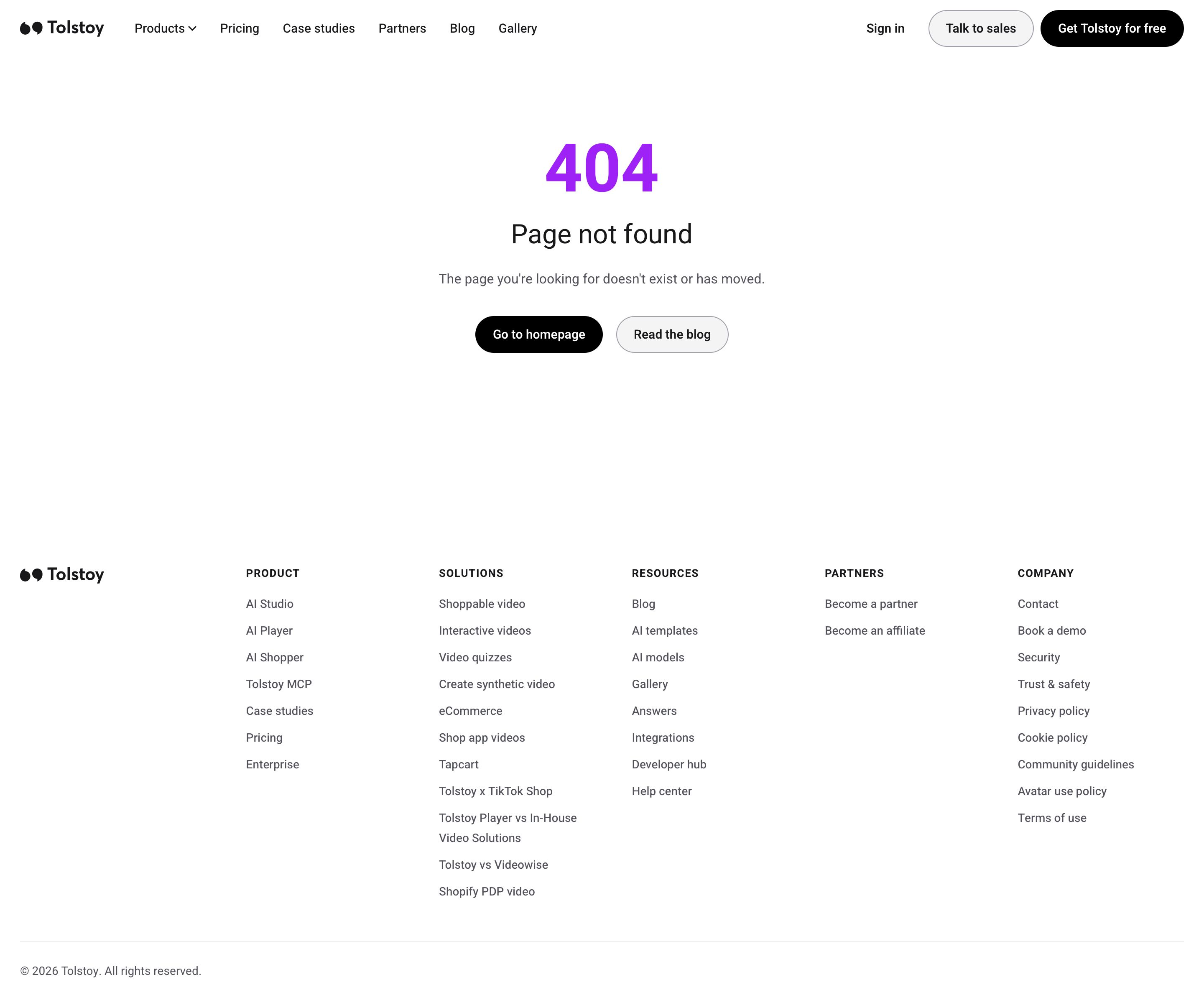 gotolstoy.com - Page not found | Tolstoy - Desktop Screenshot