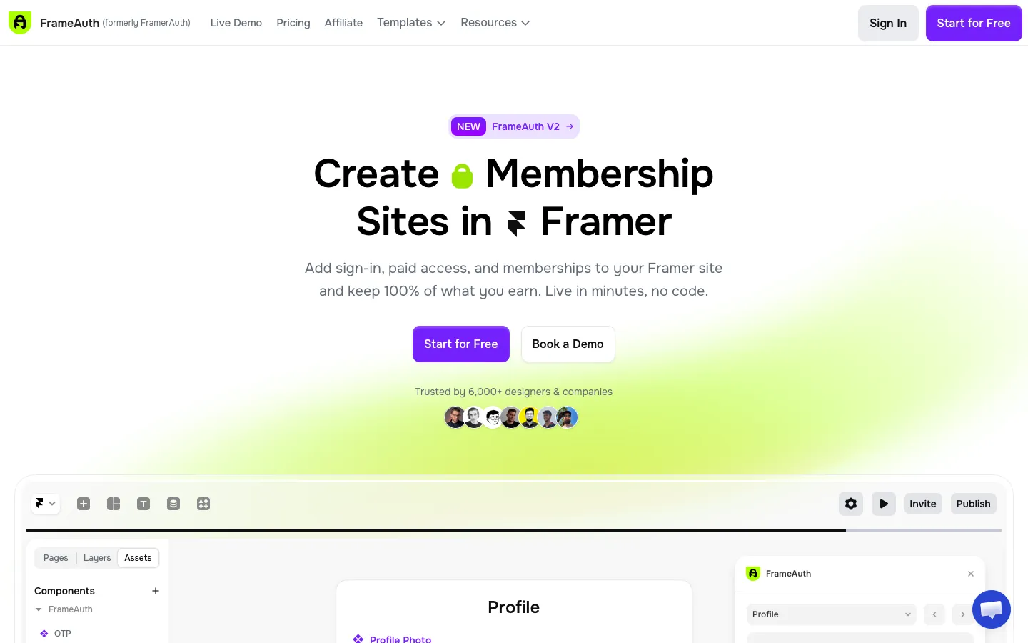 framerauth.com - Landing Screenshot Preview