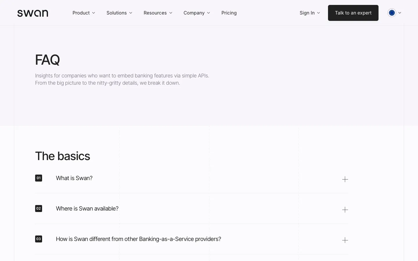 swan.io - FAQs Screenshot Preview