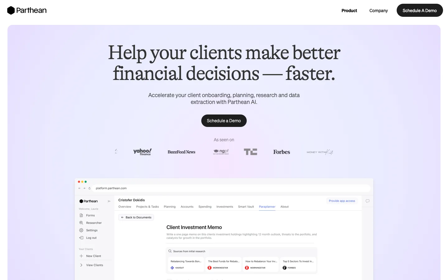 parthean.com - Landing Screenshot Preview