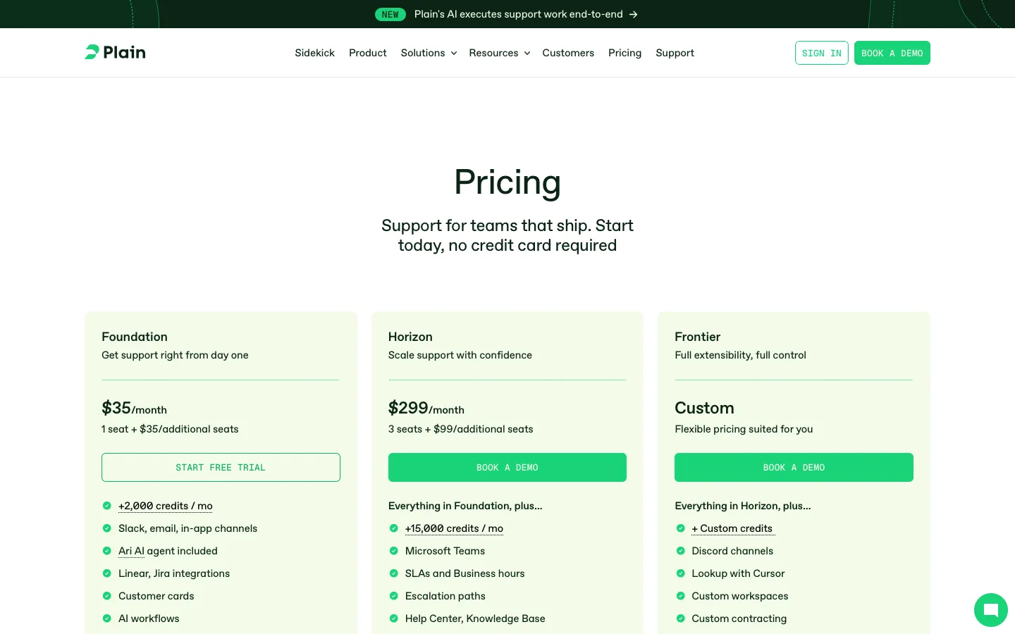 plain.com - Pricing Screenshot Preview