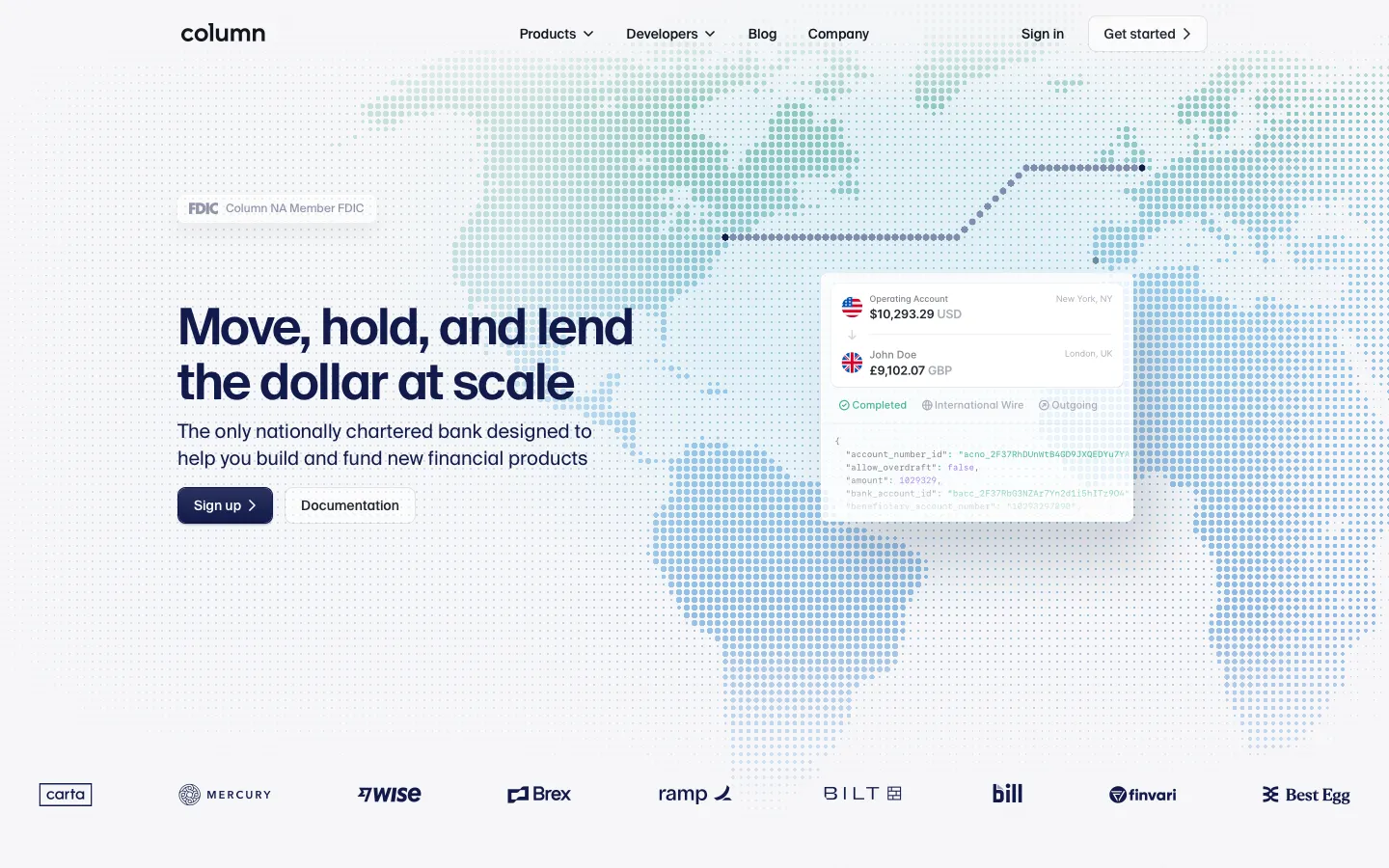 column.com - Landing Screenshot Preview