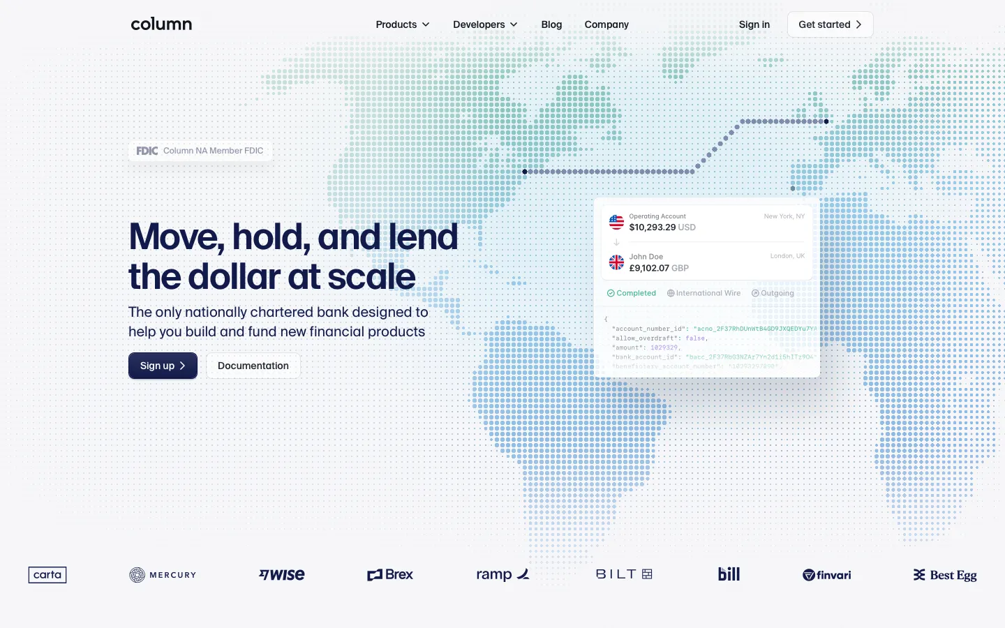 column.com - Landing Screenshot Preview