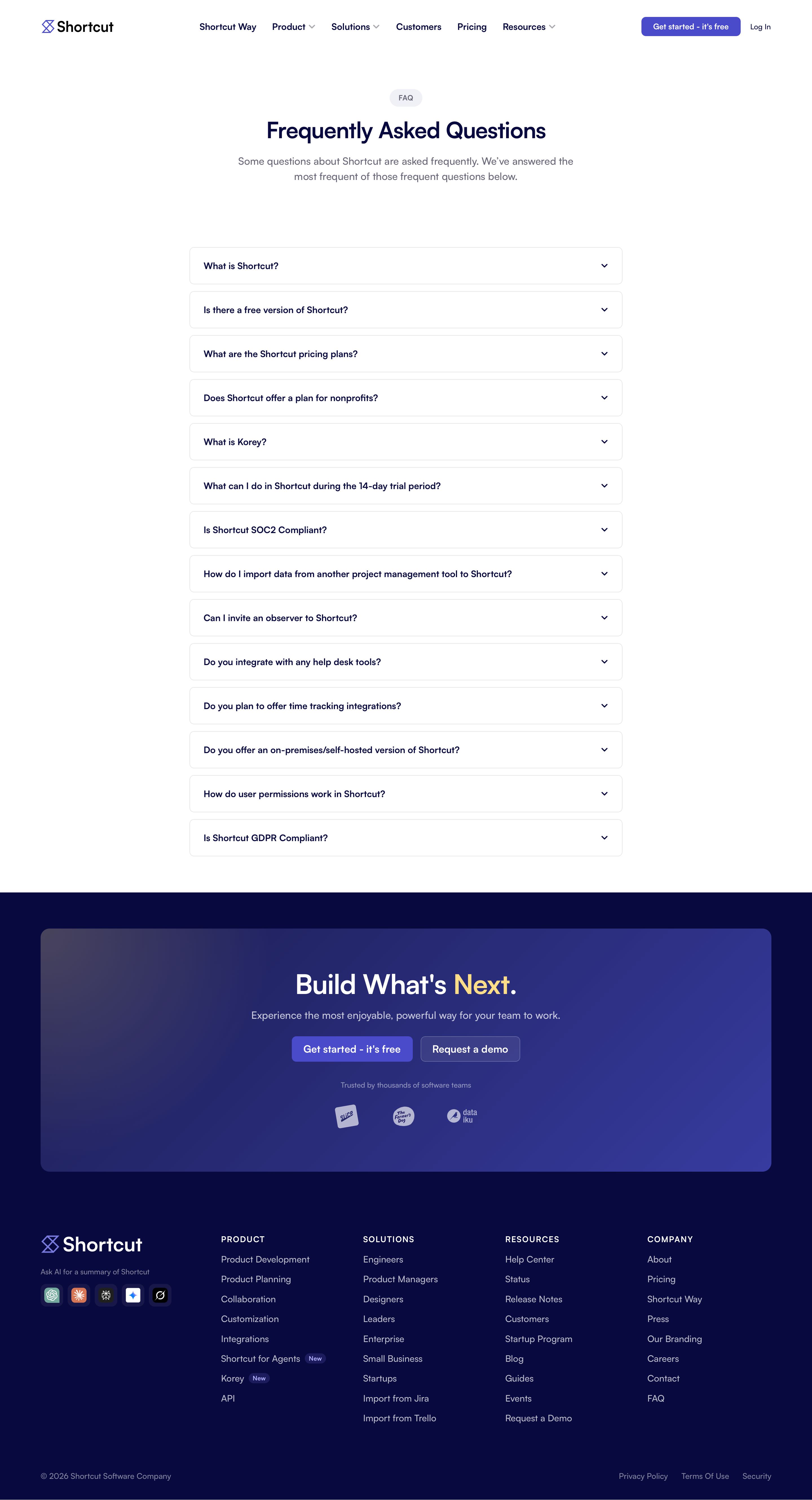 shortcut.com - Frequently Asked Questions — Shortcut - Desktop - Sat Aug 01 2026 04:23:32 GMT+0000 (Coordinated Universal Time) Screenshot